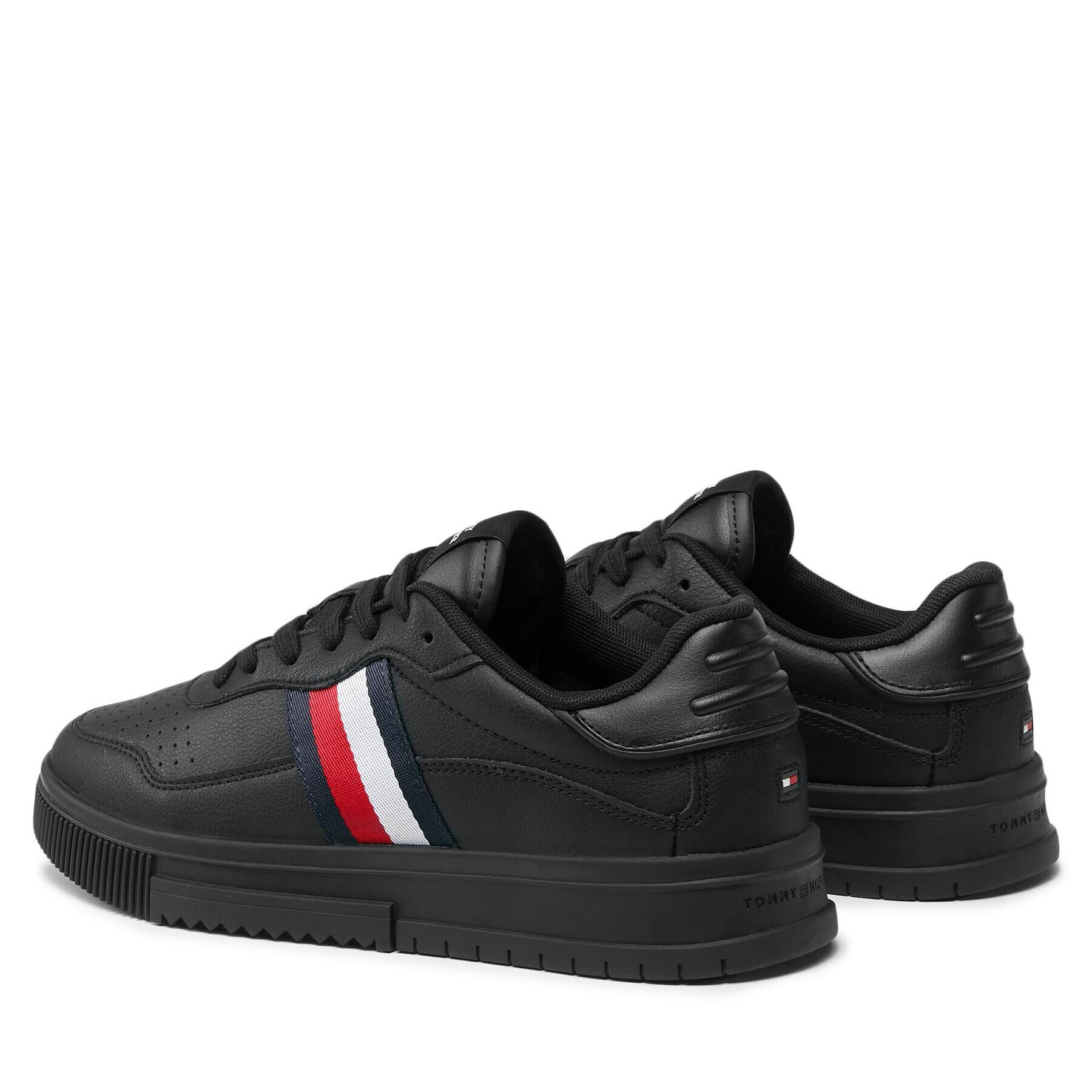 Tommy Hilfiger Сникърси Supercup Leather Stripes FM0FM04824 Черен - Pepit.bg
