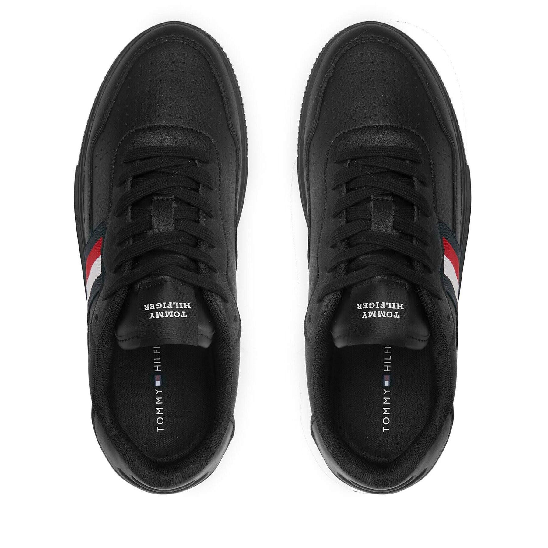 Tommy Hilfiger Сникърси Supercup Leather Stripes FM0FM04824 Черен - Pepit.bg