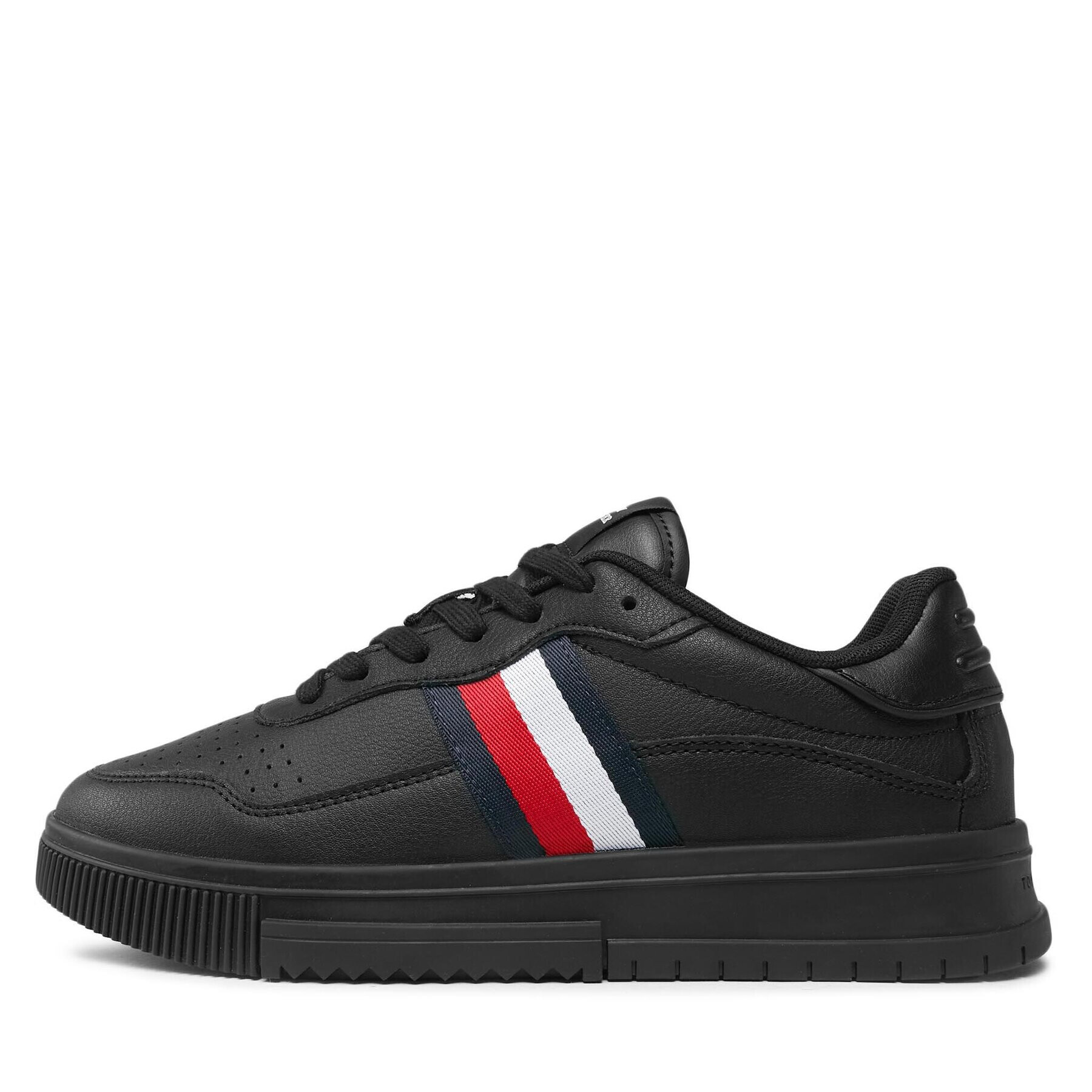 Tommy Hilfiger Сникърси Supercup Leather Stripes FM0FM04824 Черен - Pepit.bg