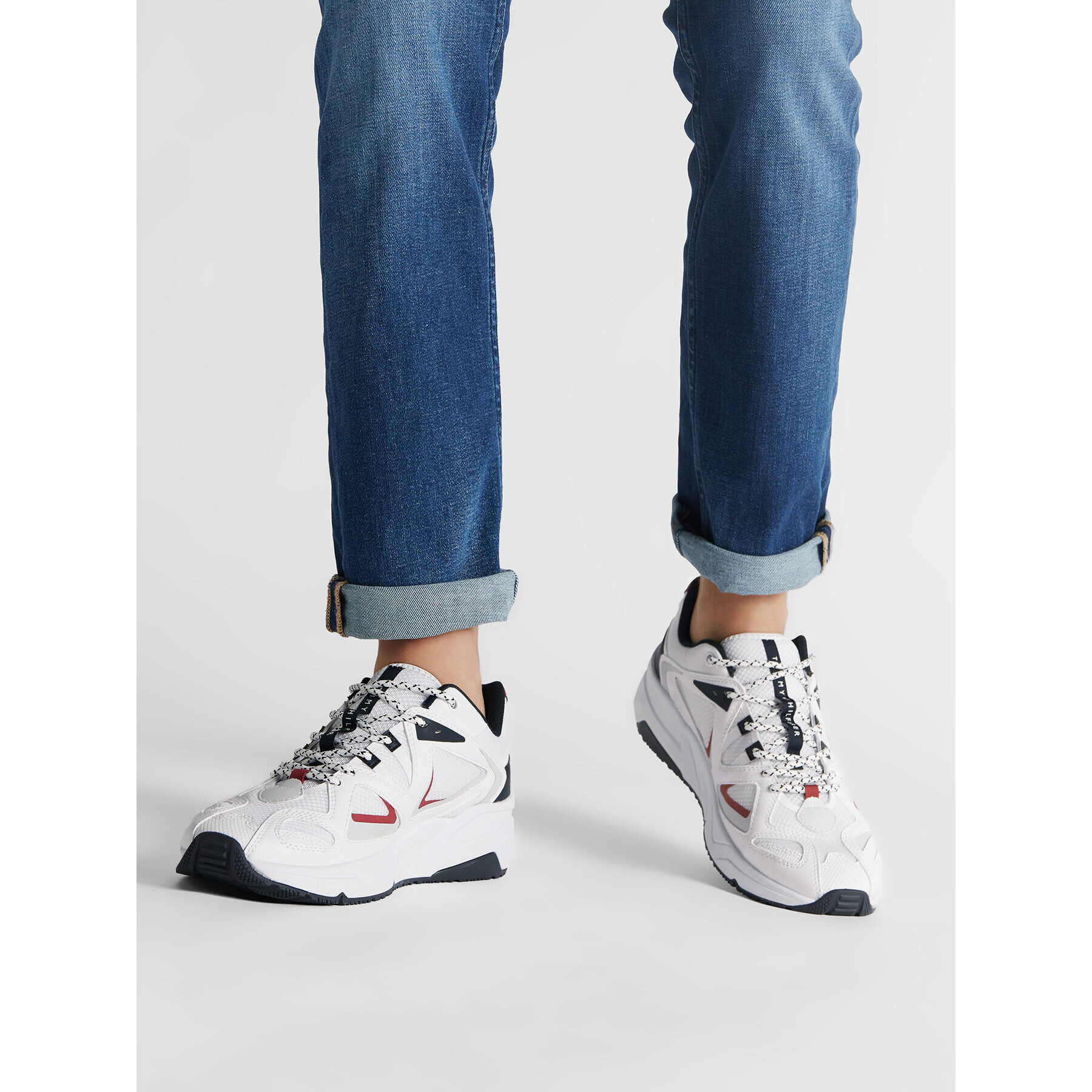 Tommy Hilfiger Сникърси Tech Runner Mix FM0FM04075 Бял - Pepit.bg