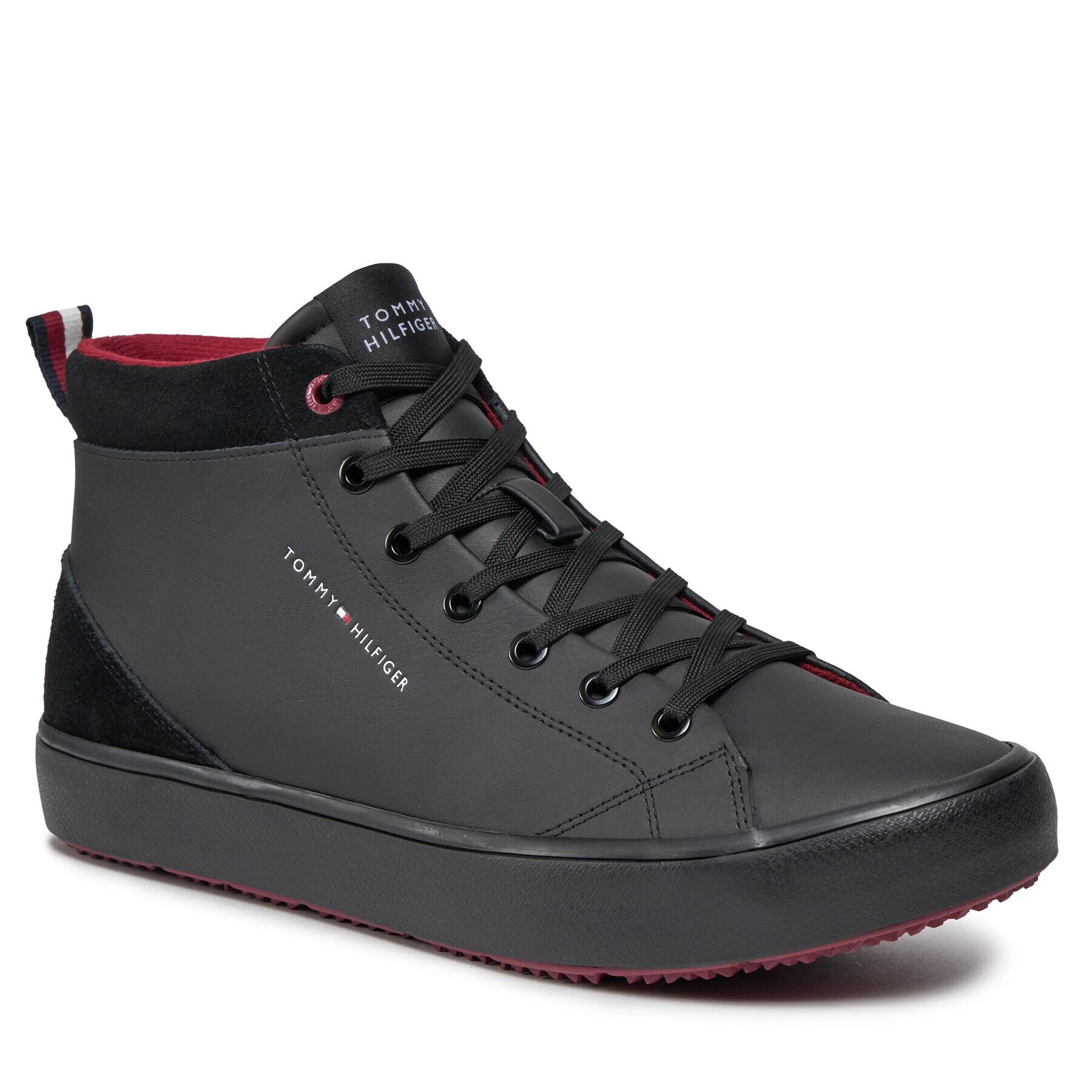 Tommy Hilfiger Сникърси Th Hi Vulc Cleat Lth Mix FM0FM04883 Черен - Pepit.bg