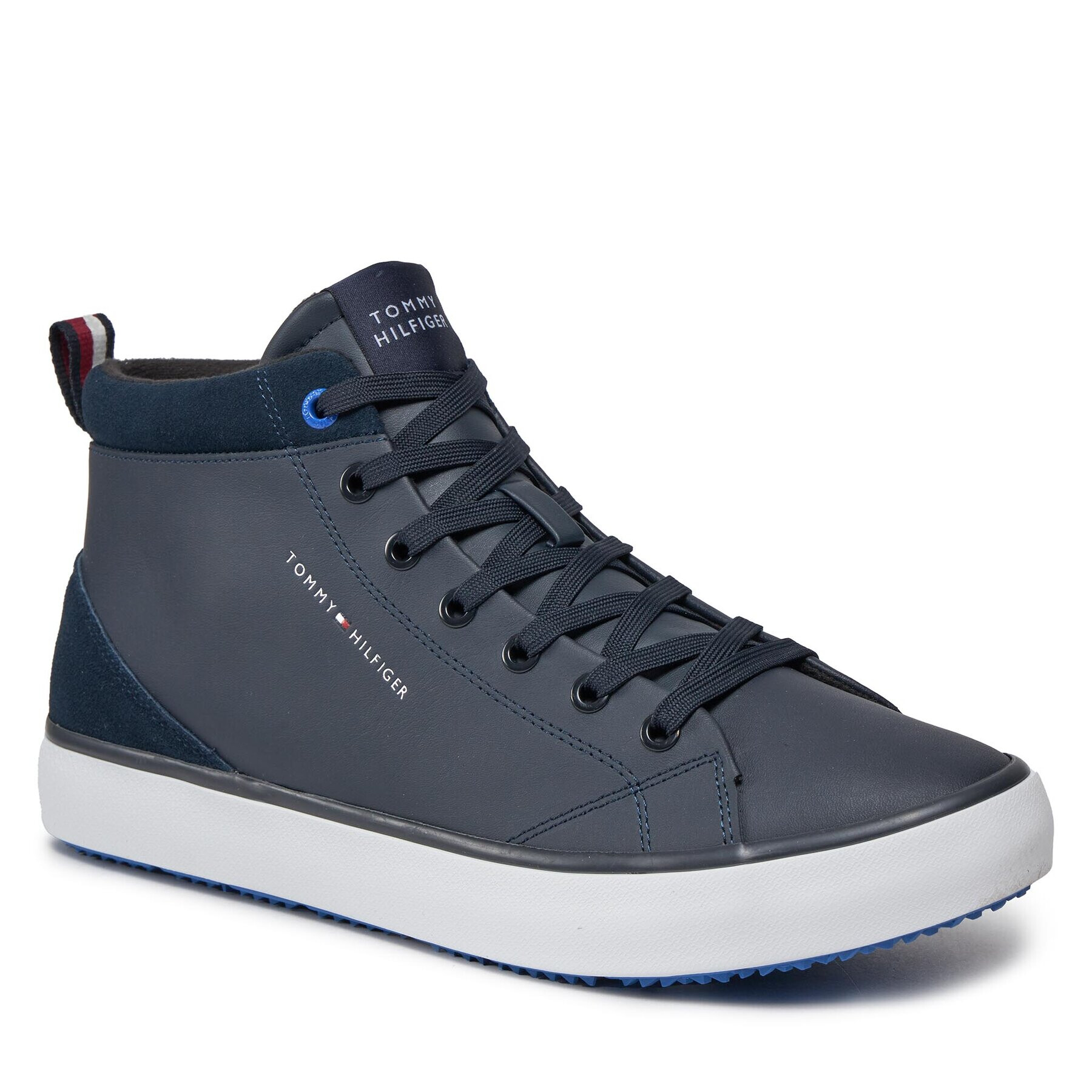 Tommy Hilfiger Сникърси Th Hi Vulc Cleat Lth Mix FM0FM04883 Тъмносин - Pepit.bg