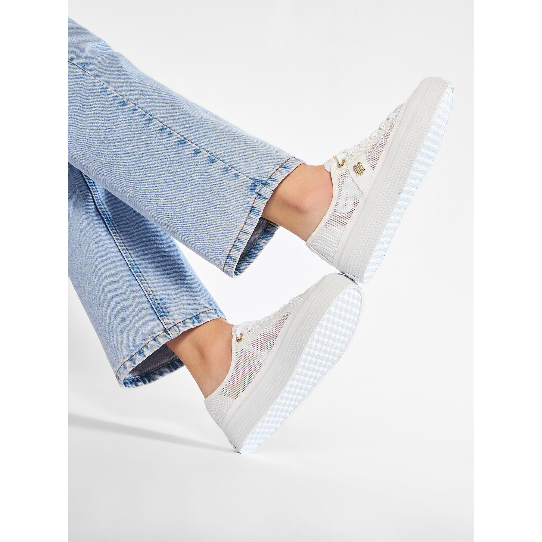 Tommy Hilfiger Сникърси Th Mesh Vulc Sneaker FW0FW05793 Бял - Pepit.bg