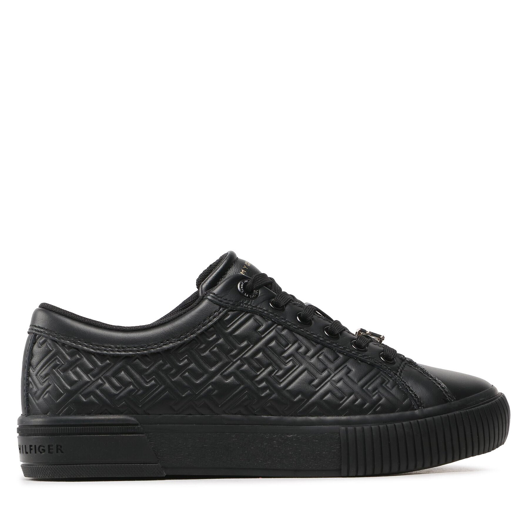 Tommy Hilfiger Сникърси Th Monogram Leather Sneaker FW0FW06858 Черен - Pepit.bg