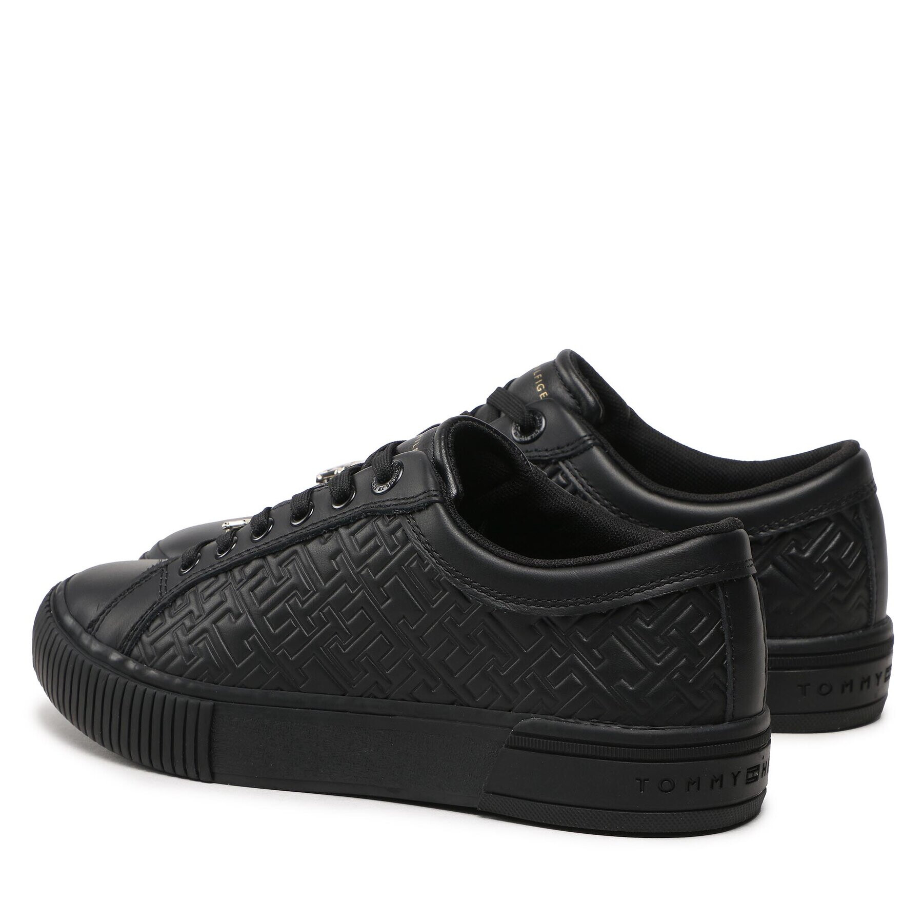Tommy Hilfiger Сникърси Th Monogram Leather Sneaker FW0FW06858 Черен - Pepit.bg