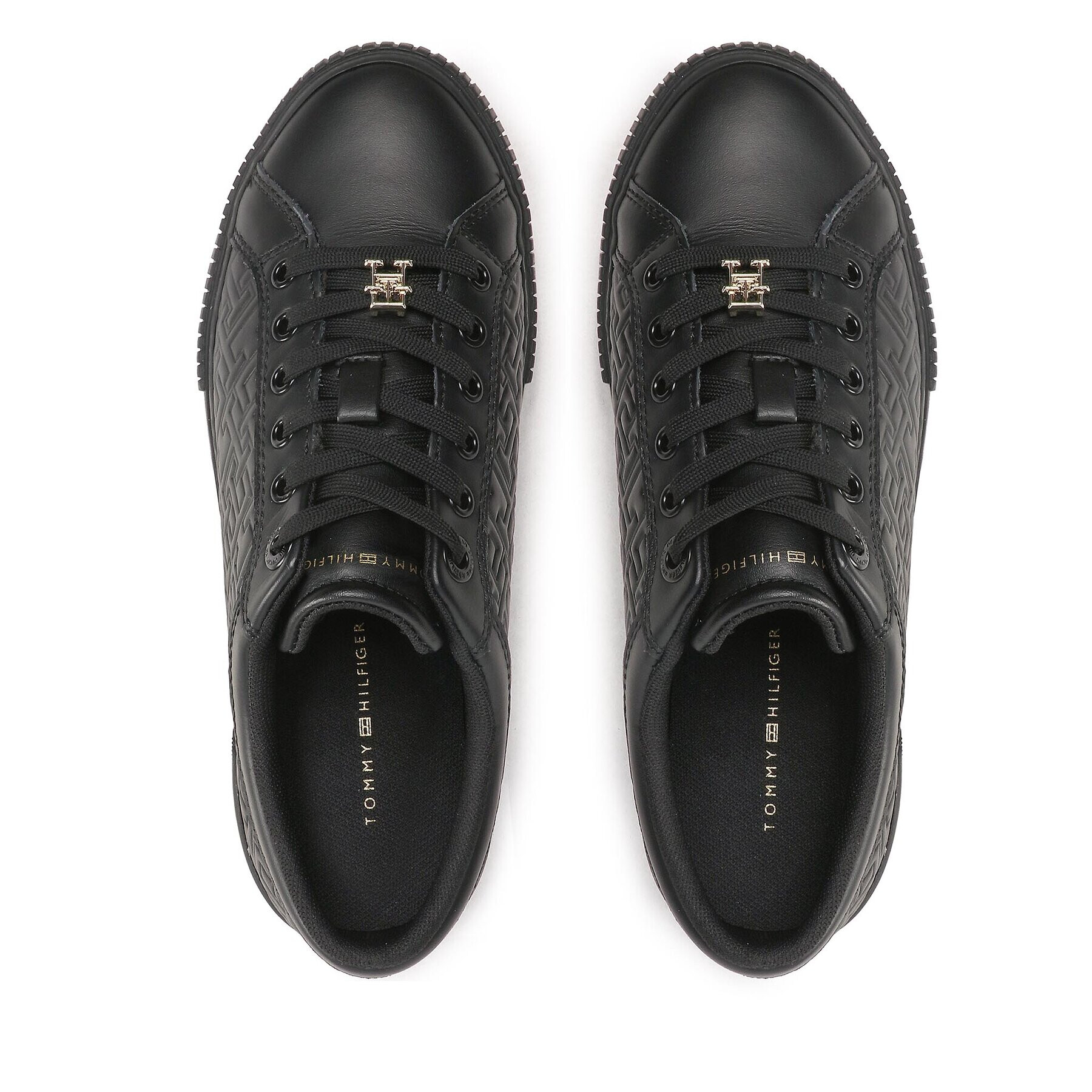 Tommy Hilfiger Сникърси Th Monogram Leather Sneaker FW0FW06858 Черен - Pepit.bg