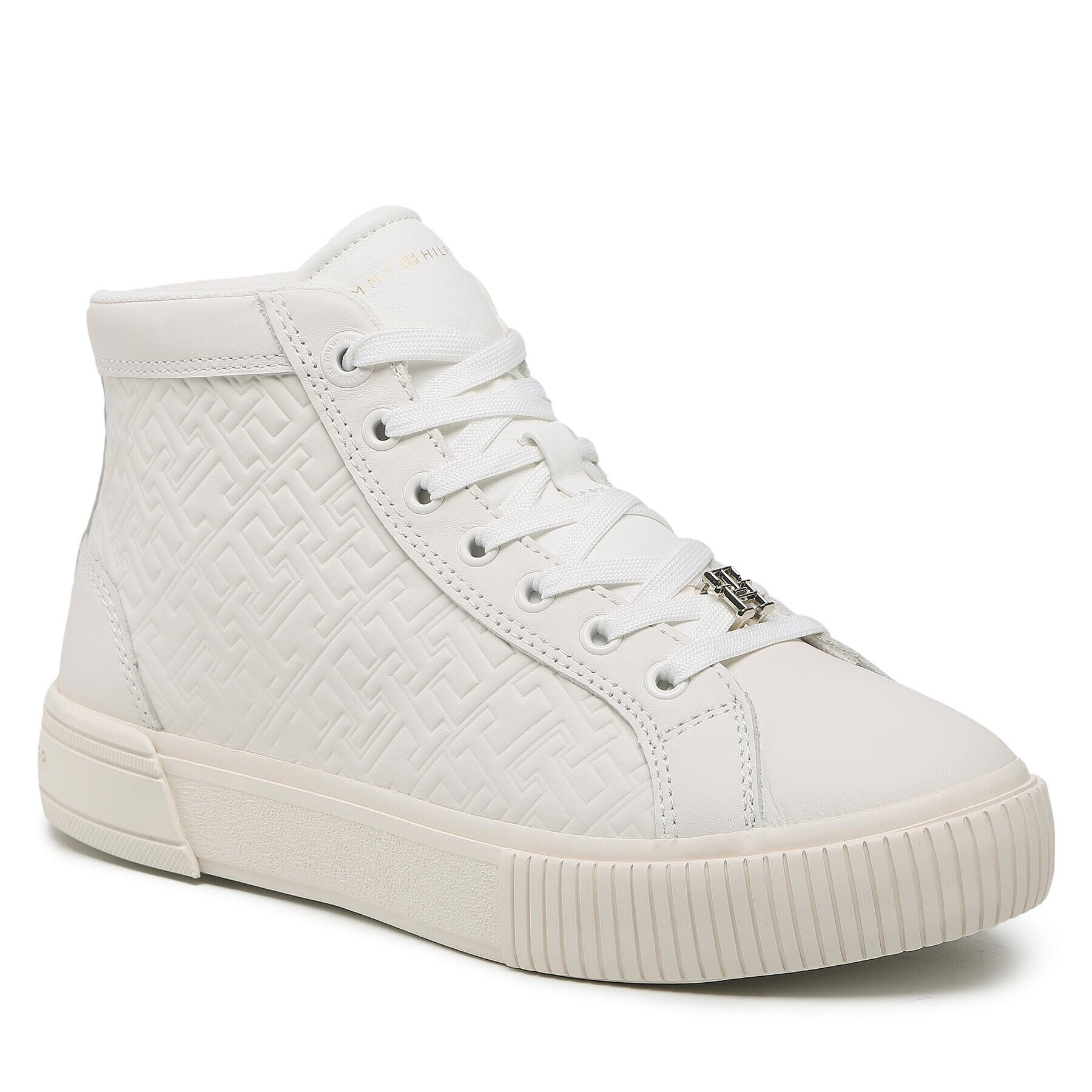 Tommy Hilfiger Сникърси Th Monogram Leather Sneaker High FW0FW06856 Бежов - Pepit.bg