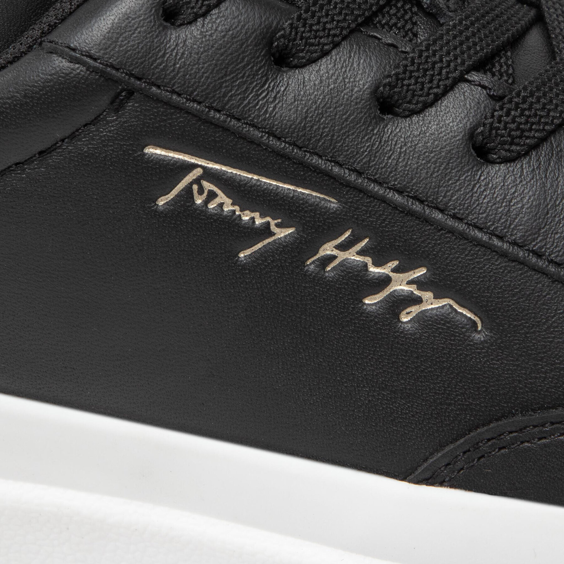 Tommy Hilfiger Сникърси Th Signature Leather Sneaker FW0FW06665 Черен - Pepit.bg