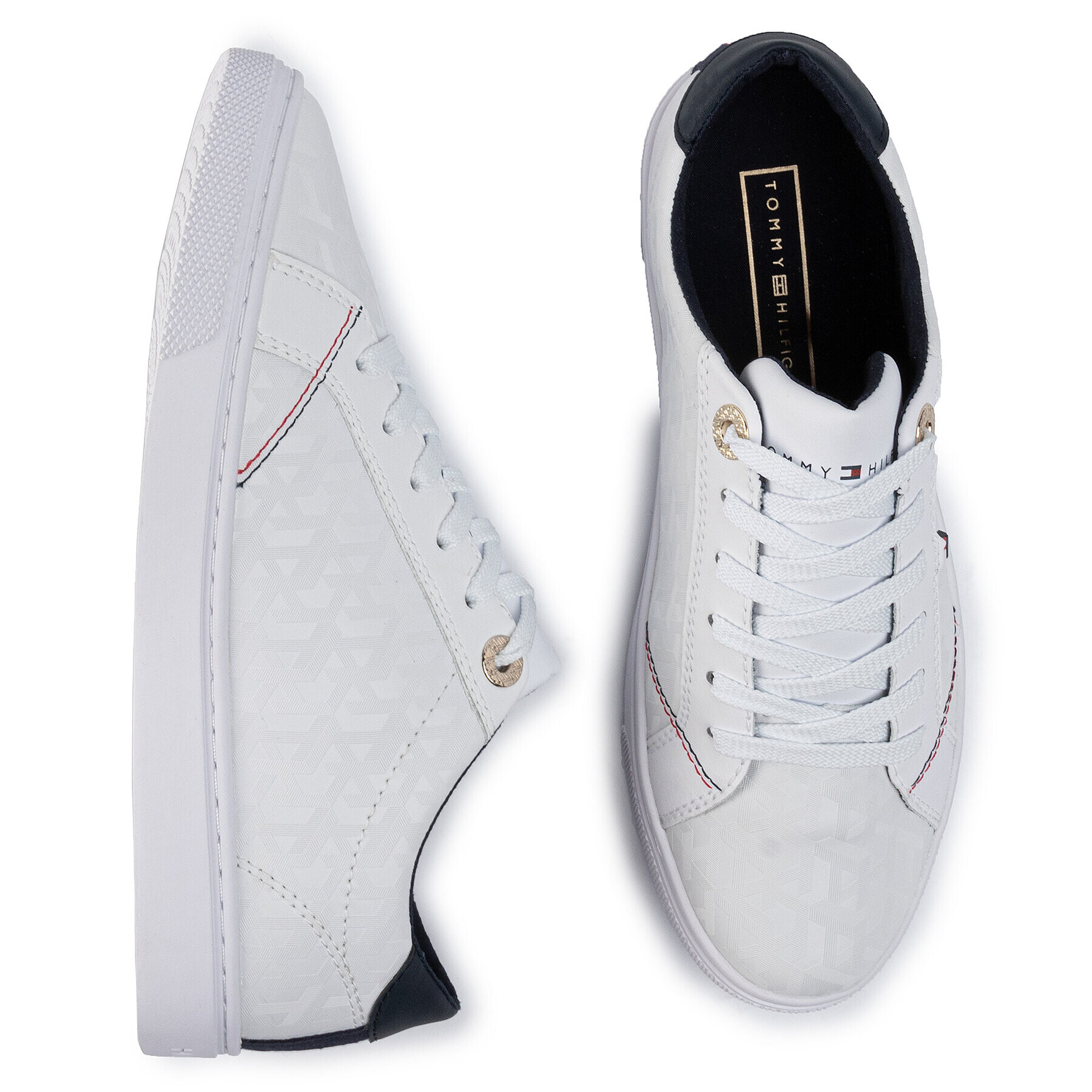 Tommy Hilfiger Сникърси Tommy Jacquard Leather Sneaker FW0FW04602 Бял - Pepit.bg