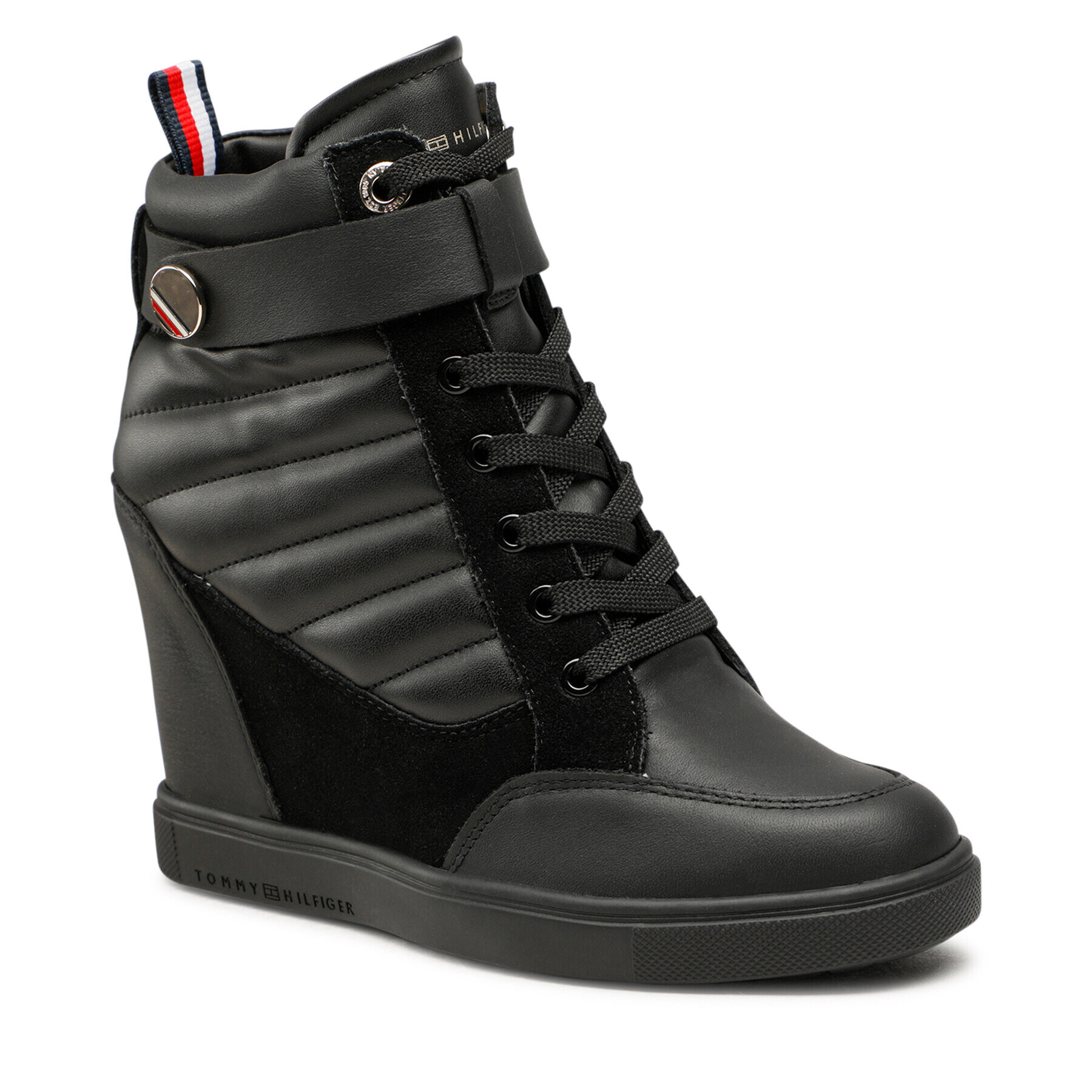 Tommy Hilfiger Сникърси Wedge Sneaker Boot FW0FW06752 Черен - Pepit.bg