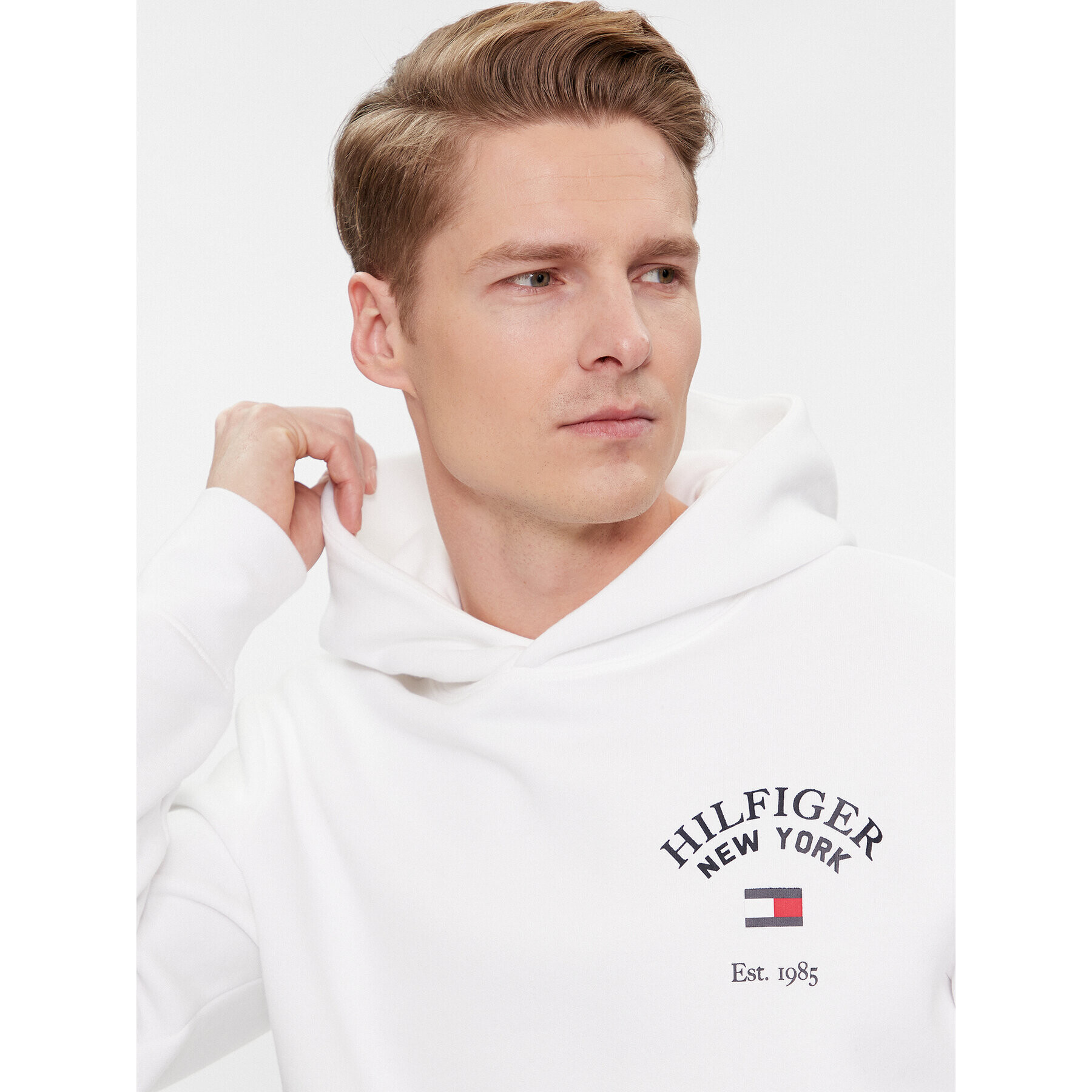 Tommy Hilfiger Суитшърт Arched Varsity Hoody MW0MW33641 Бял Regular Fit - Pepit.bg