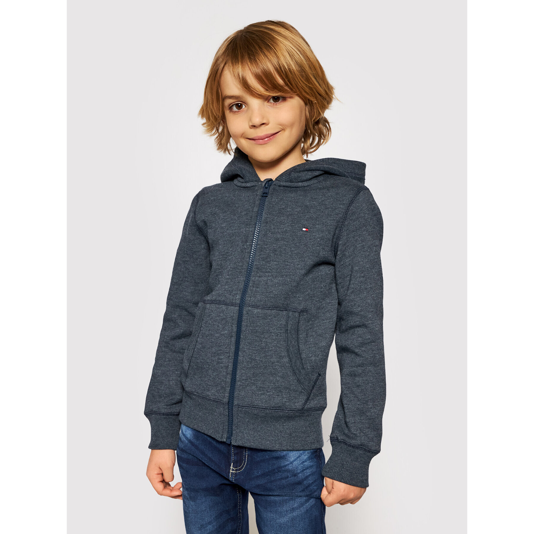 Tommy Hilfiger Суитшърт Boys Basic Zip Hoodi KB0KB04138 D Сив Regular Fit - Pepit.bg