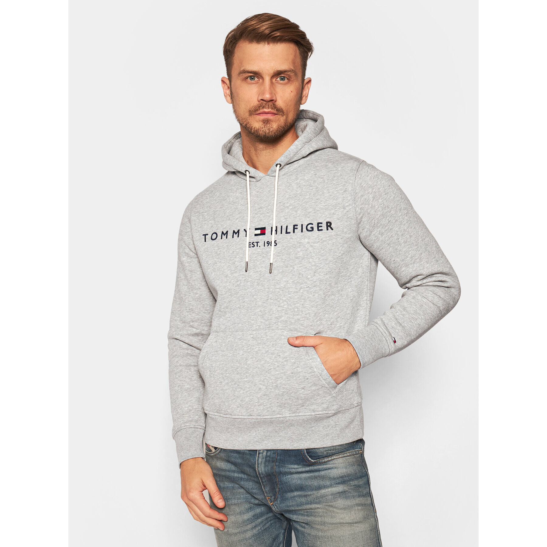 Tommy Hilfiger Суитшърт Core Logo MW0MW10752 Сив Regular Fit - Pepit.bg