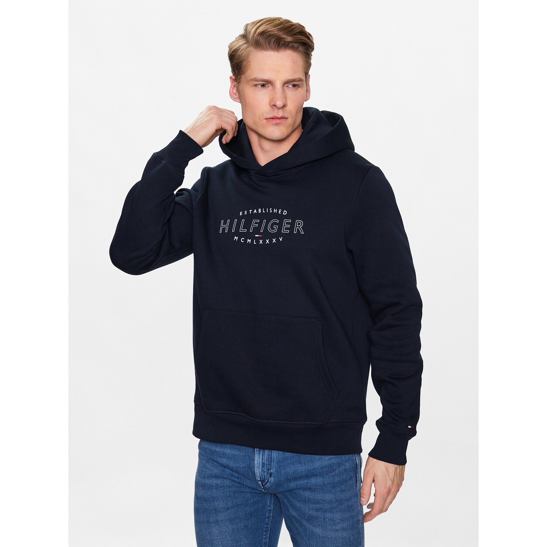 Tommy Hilfiger Суитшърт Curve Logo MW0MW30013 Тъмносин Regular Fit - Pepit.bg