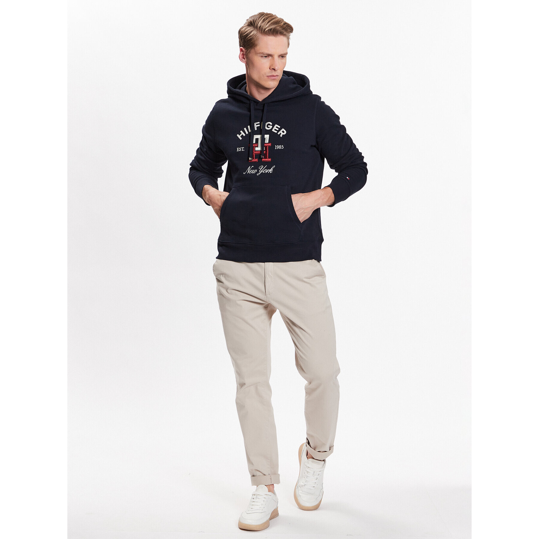 Tommy Hilfiger Суитшърт Curved Monogram MW0MW30017 Тъмносин Regular Fit - Pepit.bg