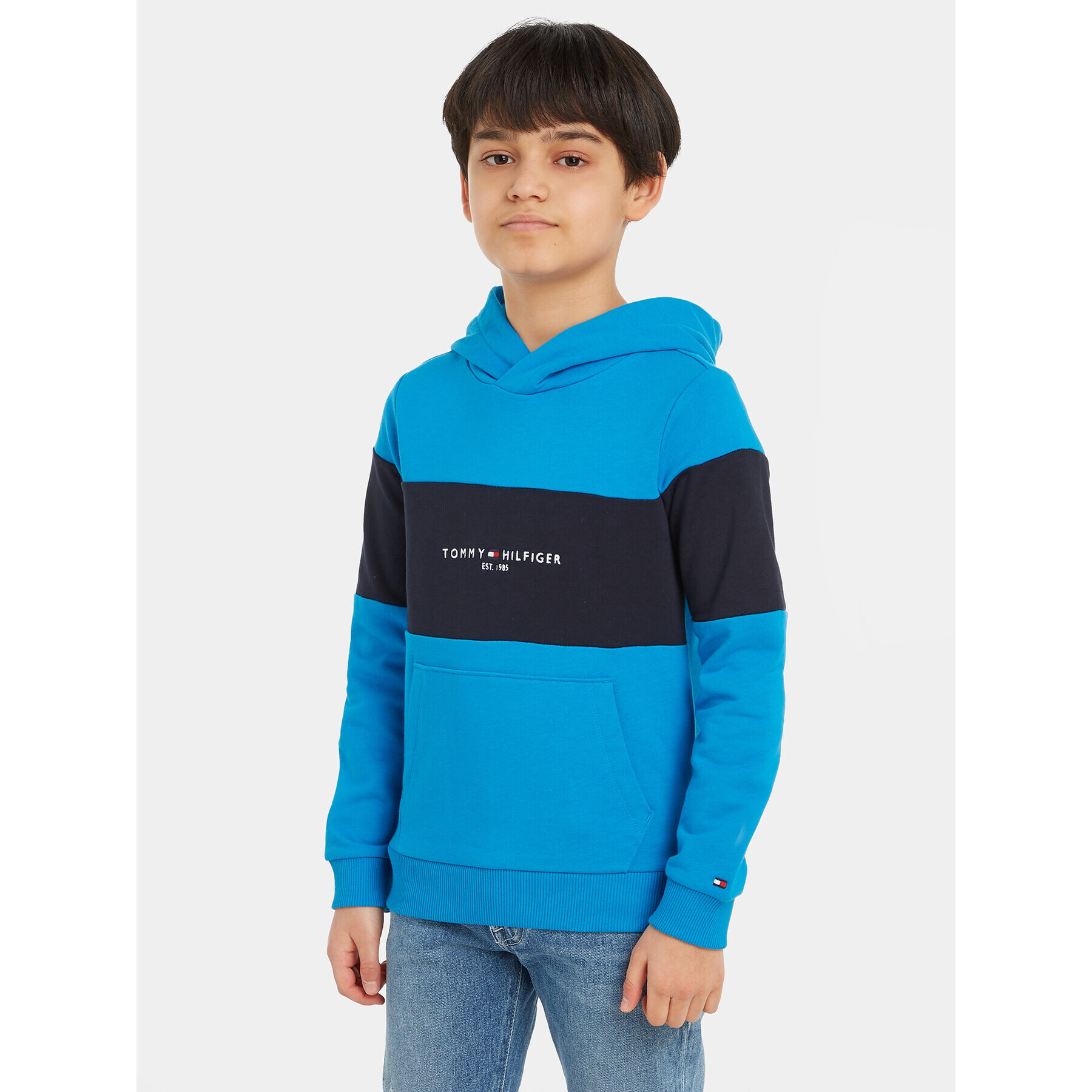 Tommy Hilfiger Суитшърт Essential Colorblock KB0KB08385 S Син Regular Fit - Pepit.bg
