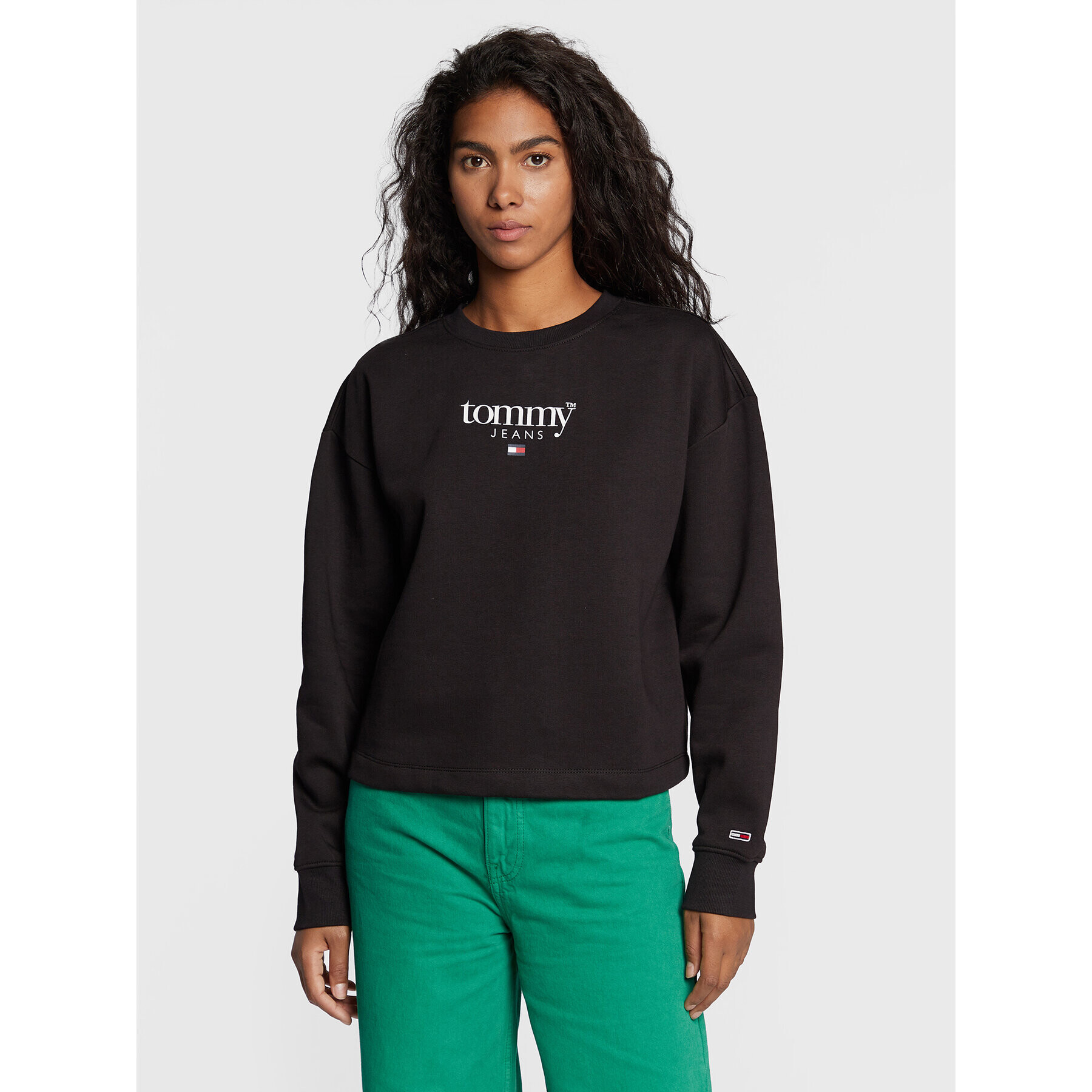 Tommy Hilfiger Суитшърт Essential Logo DW0DW14325 Черен Relaxed Fit - Pepit.bg