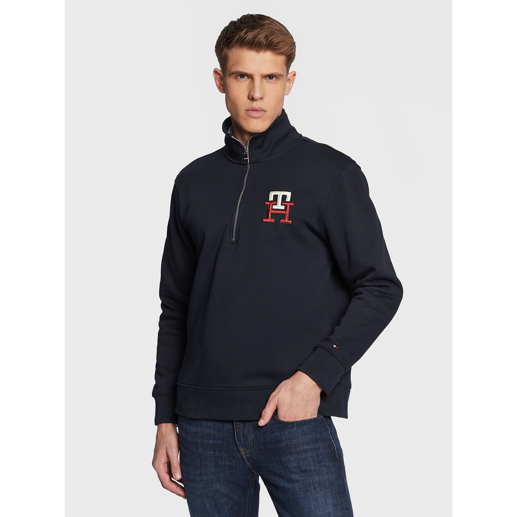 Tommy Hilfiger Суитшърт Essential Monogram MW0MW29304 Тъмносин Regular Fit - Pepit.bg