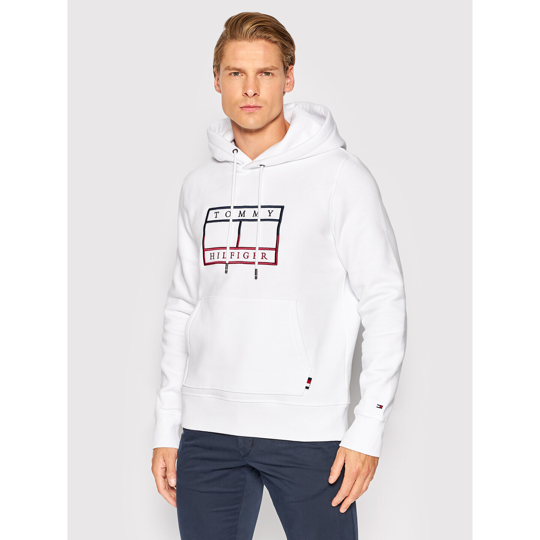 Tommy Hilfiger Суитшърт Flag MW0MW25600 Бял Regular Fit - Pepit.bg