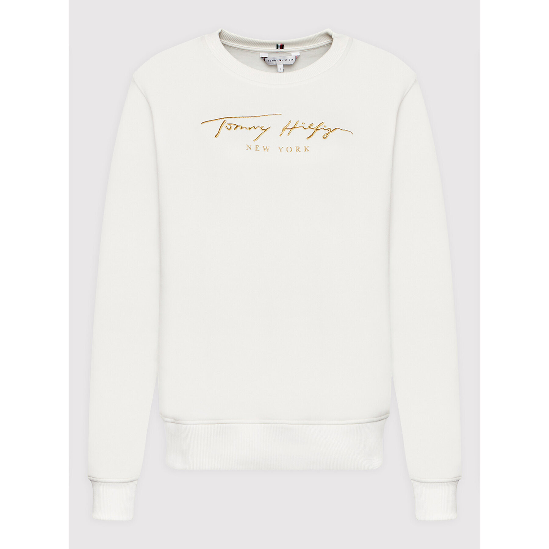 Tommy Hilfiger Суитшърт Fleece Gold Script WW0WW33846 Бял Regular Fit - Pepit.bg