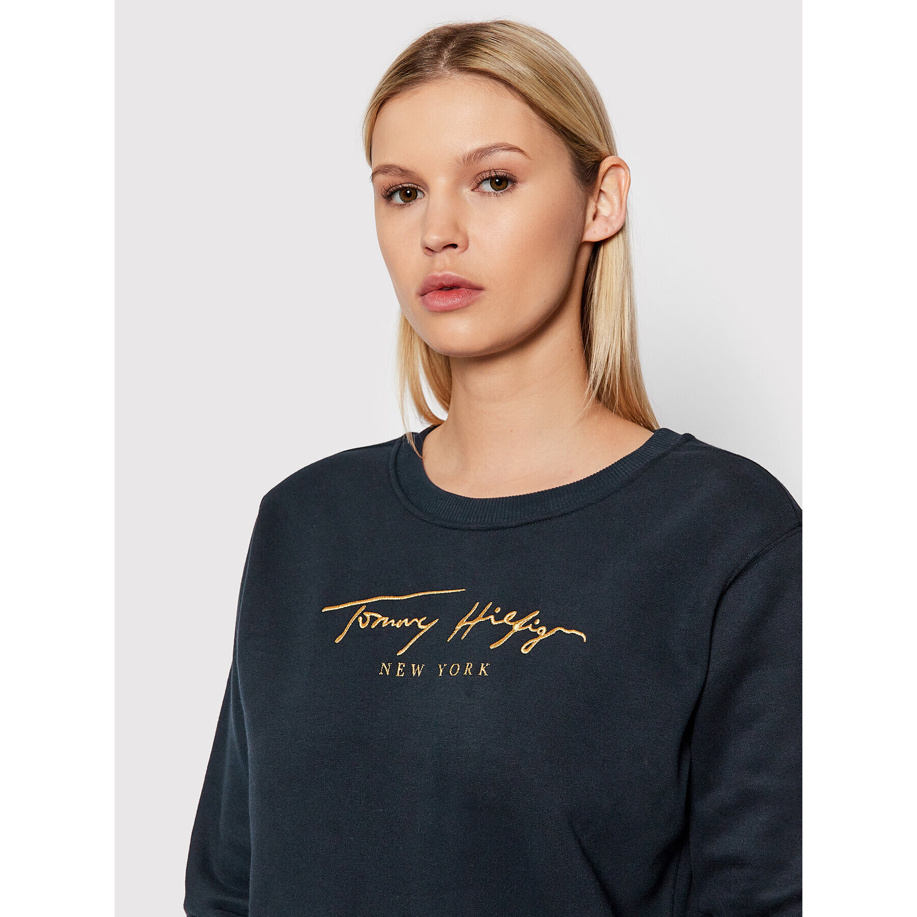 Tommy Hilfiger Суитшърт Fleece Gold Script WW0WW33846 Тъмносин Regular Fit - Pepit.bg