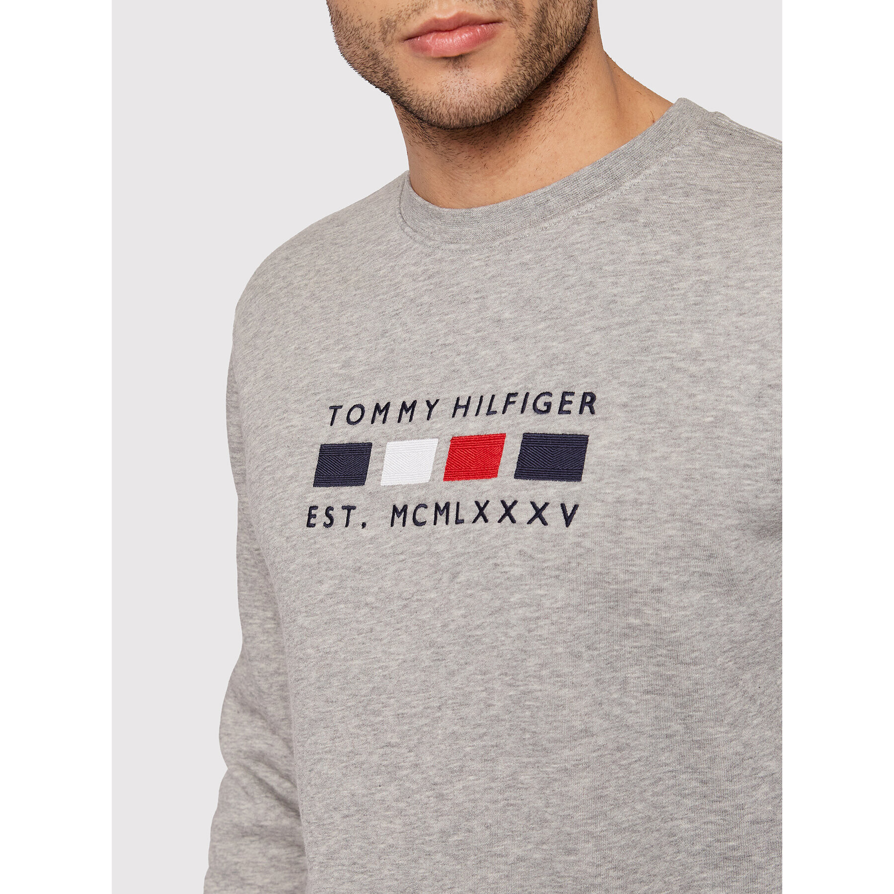 Tommy Hilfiger Суитшърт Four Flags MW0MW20133 Сив Regular Fit - Pepit.bg