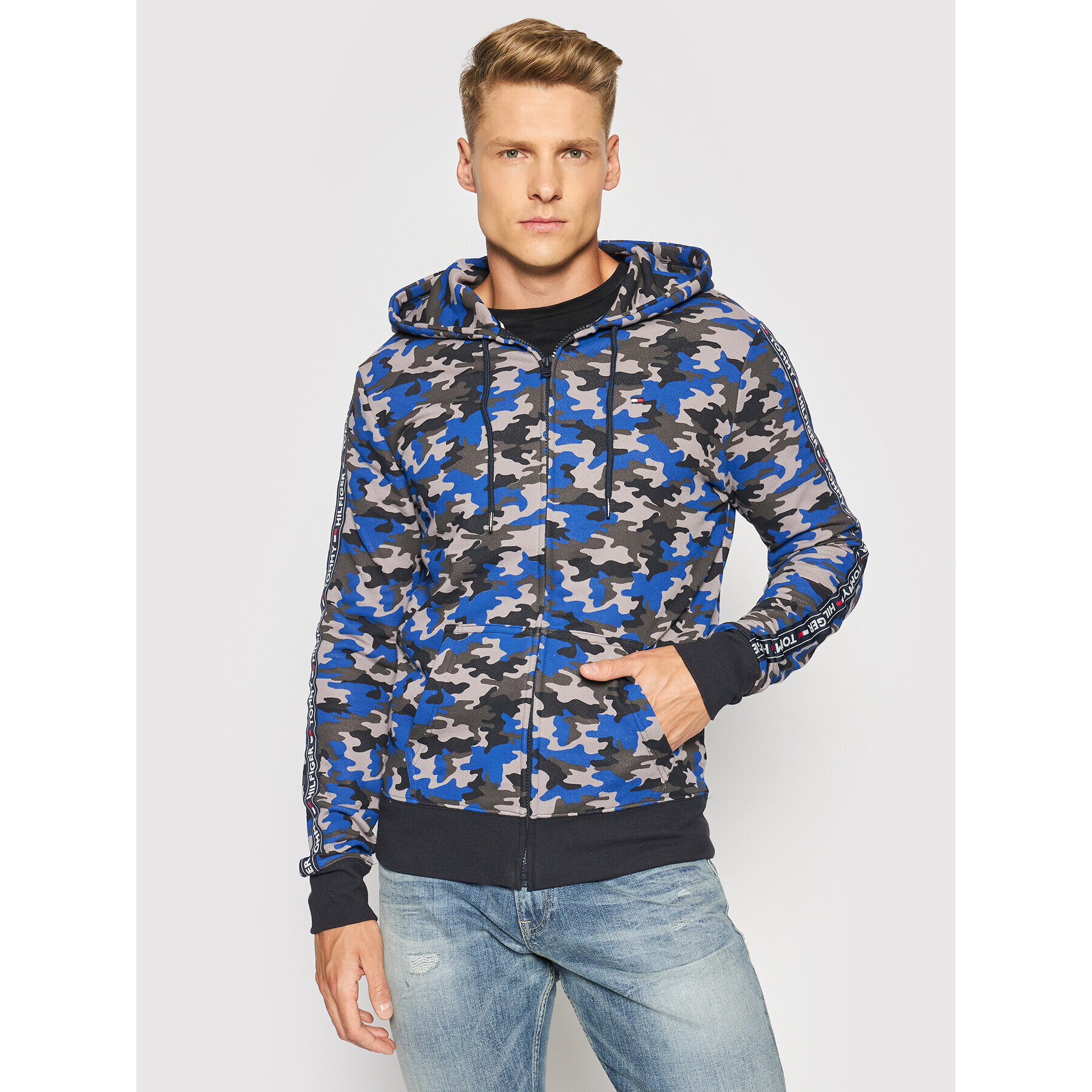 Tommy Hilfiger Суитшърт Fz Print UM0UM02140 Син Regular Fit - Pepit.bg