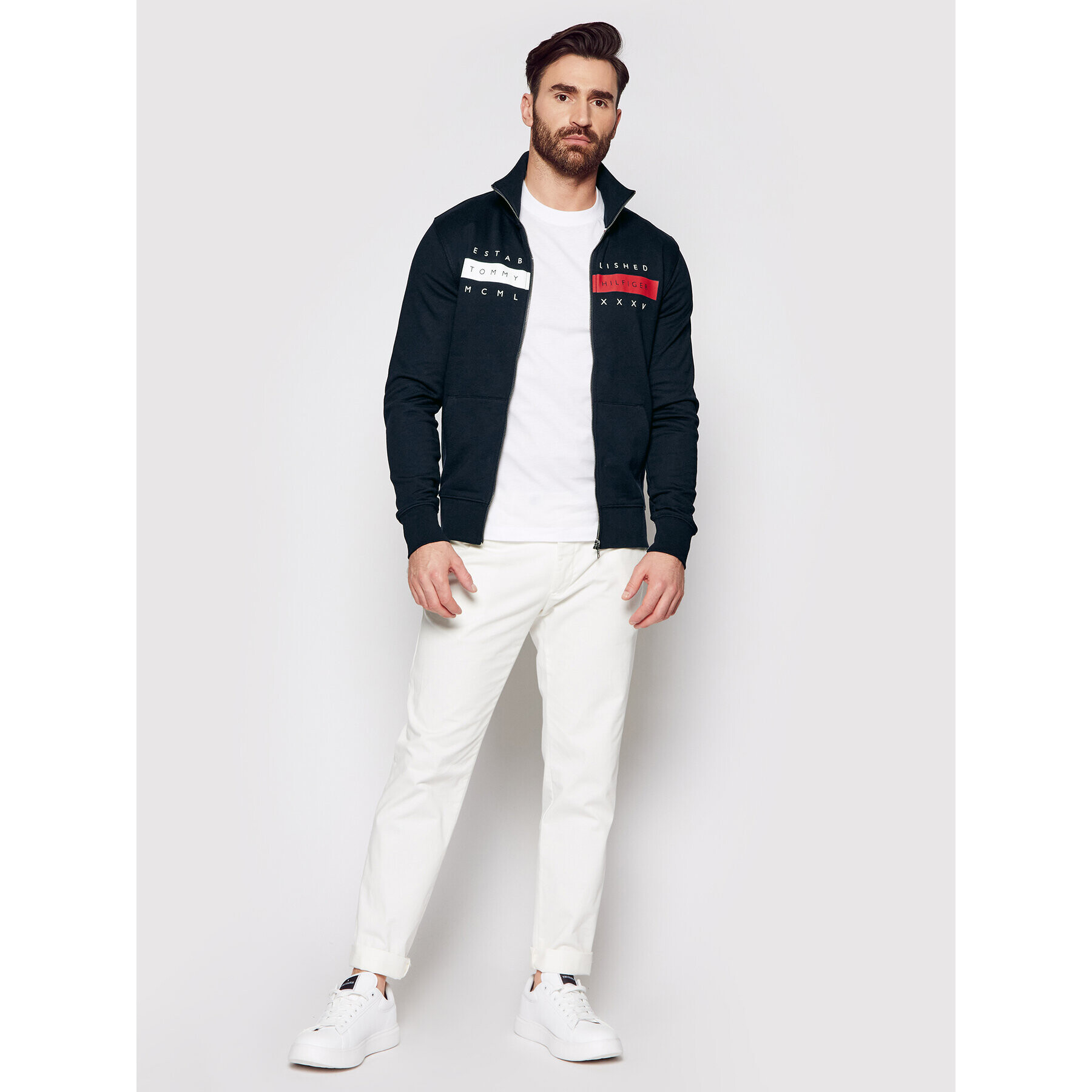 Tommy Hilfiger Суитшърт Global Zip Through MW0MW18367 Тъмносин Regular Fit - Pepit.bg