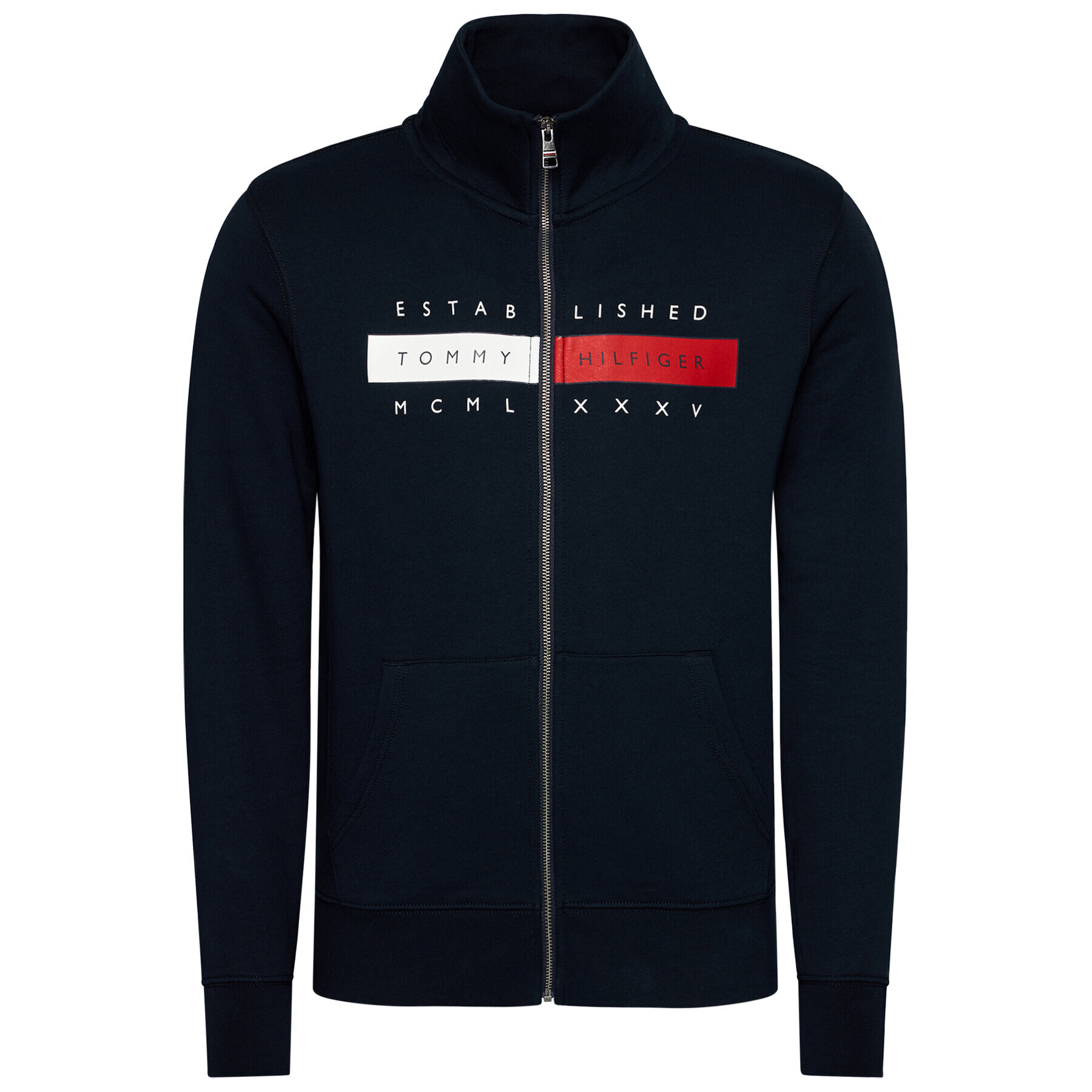 Tommy Hilfiger Суитшърт Global Zip Through MW0MW18367 Тъмносин Regular Fit - Pepit.bg