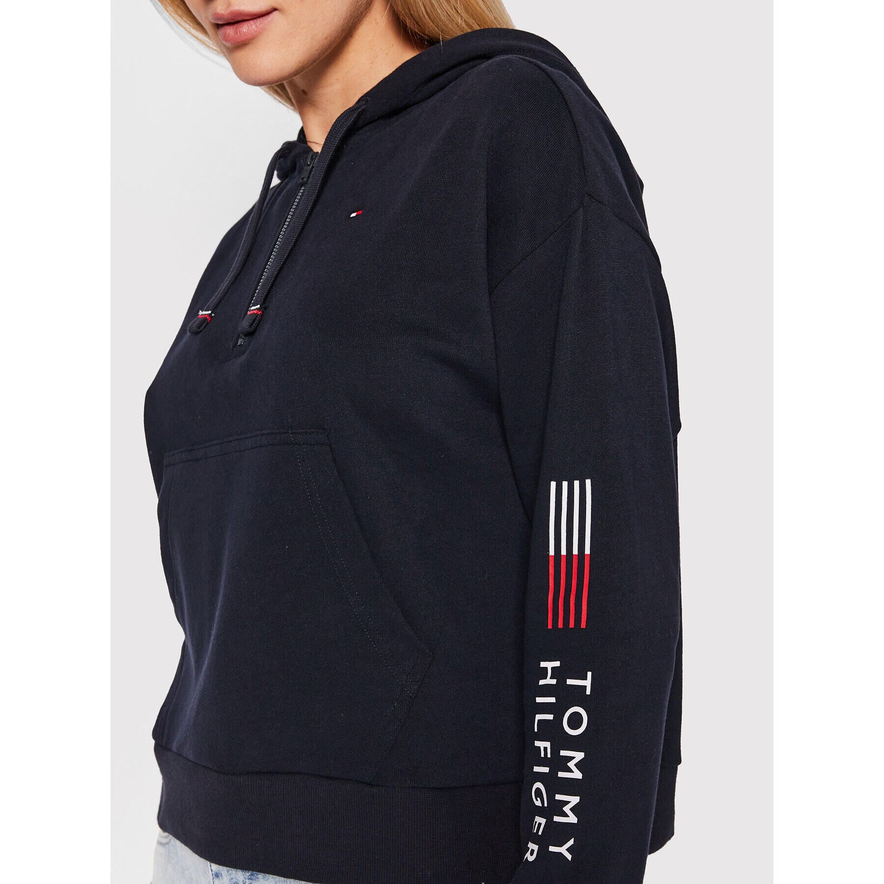 Tommy Hilfiger Суитшърт Half Zip UW0UW03587 Тъмносин Regular Fit - Pepit.bg