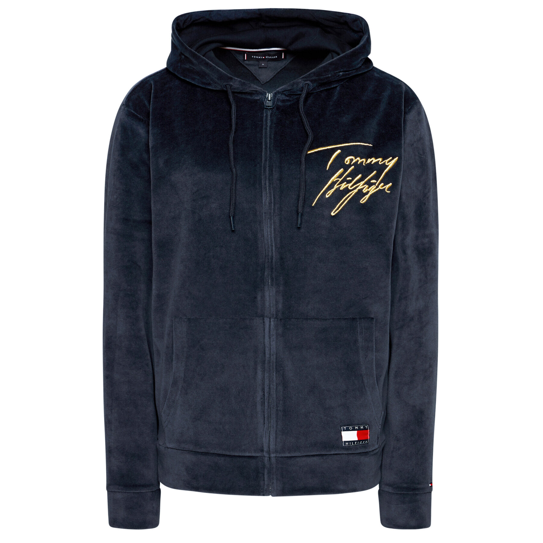 Tommy Hilfiger Суитшърт Hoody Ls Fz Velour UM0UM01932 Тъмносин Regular Fit - Pepit.bg