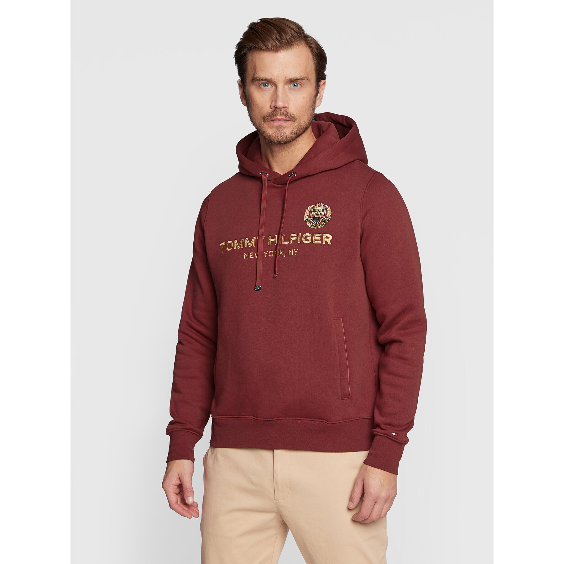 Tommy Hilfiger Суитшърт Icon Stack Crest MW0MW29332 Червен Regular Fit - Pepit.bg