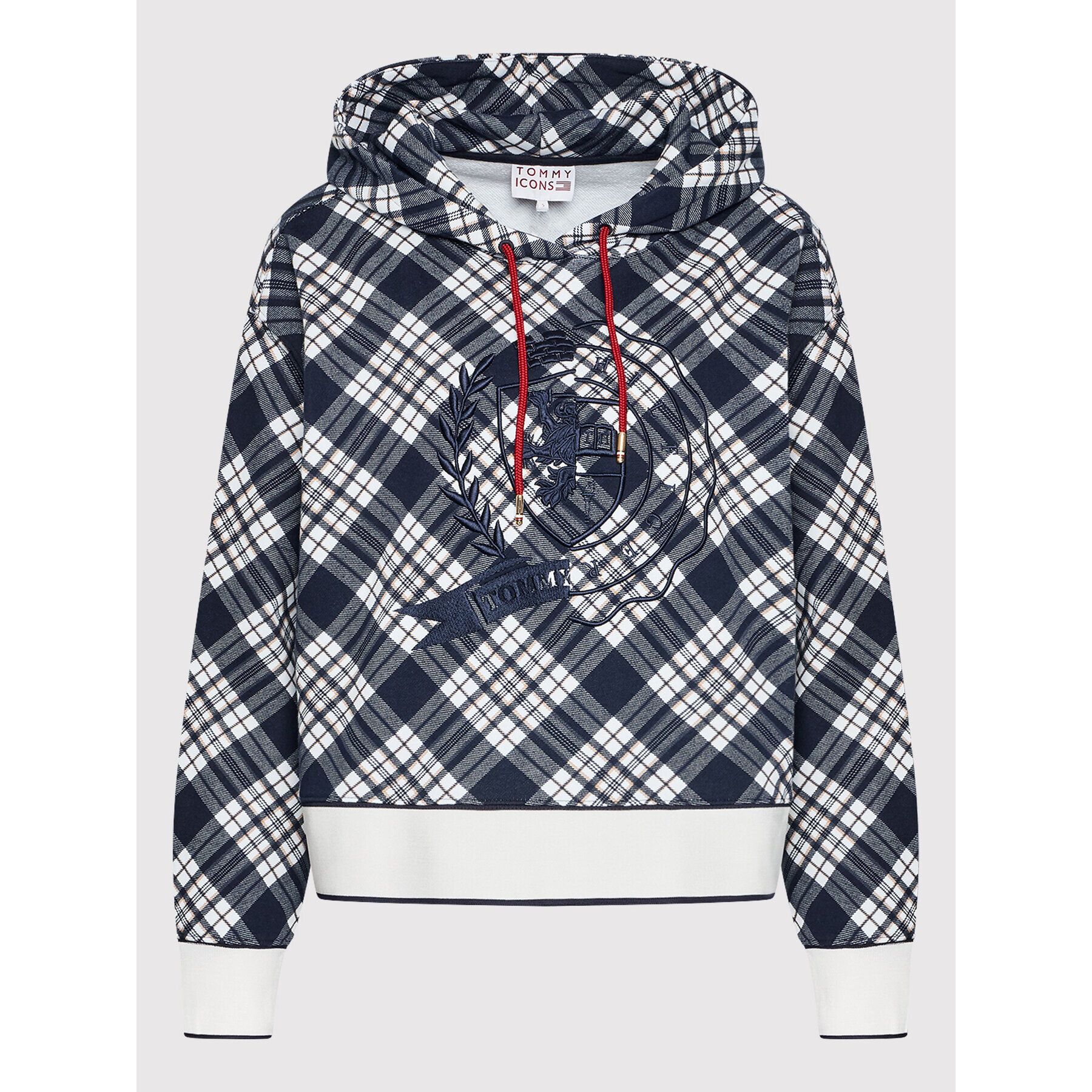 Tommy Hilfiger Суитшърт ICONS Check WW0WW34394 Тъмносин Relaxed Fit - Pepit.bg