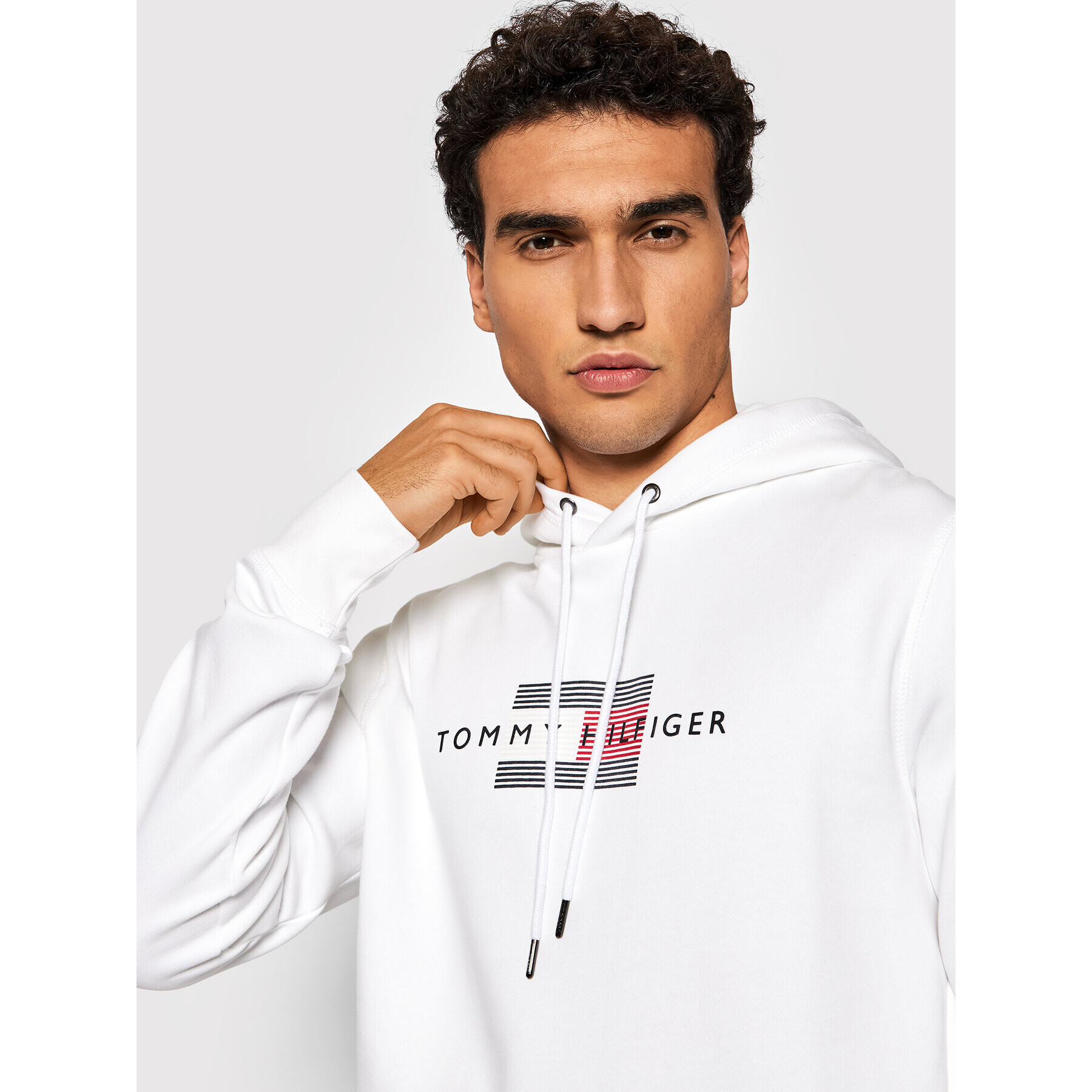 Tommy Hilfiger Суитшърт Lines MW0MW20952 Бял Regular Fit - Pepit.bg