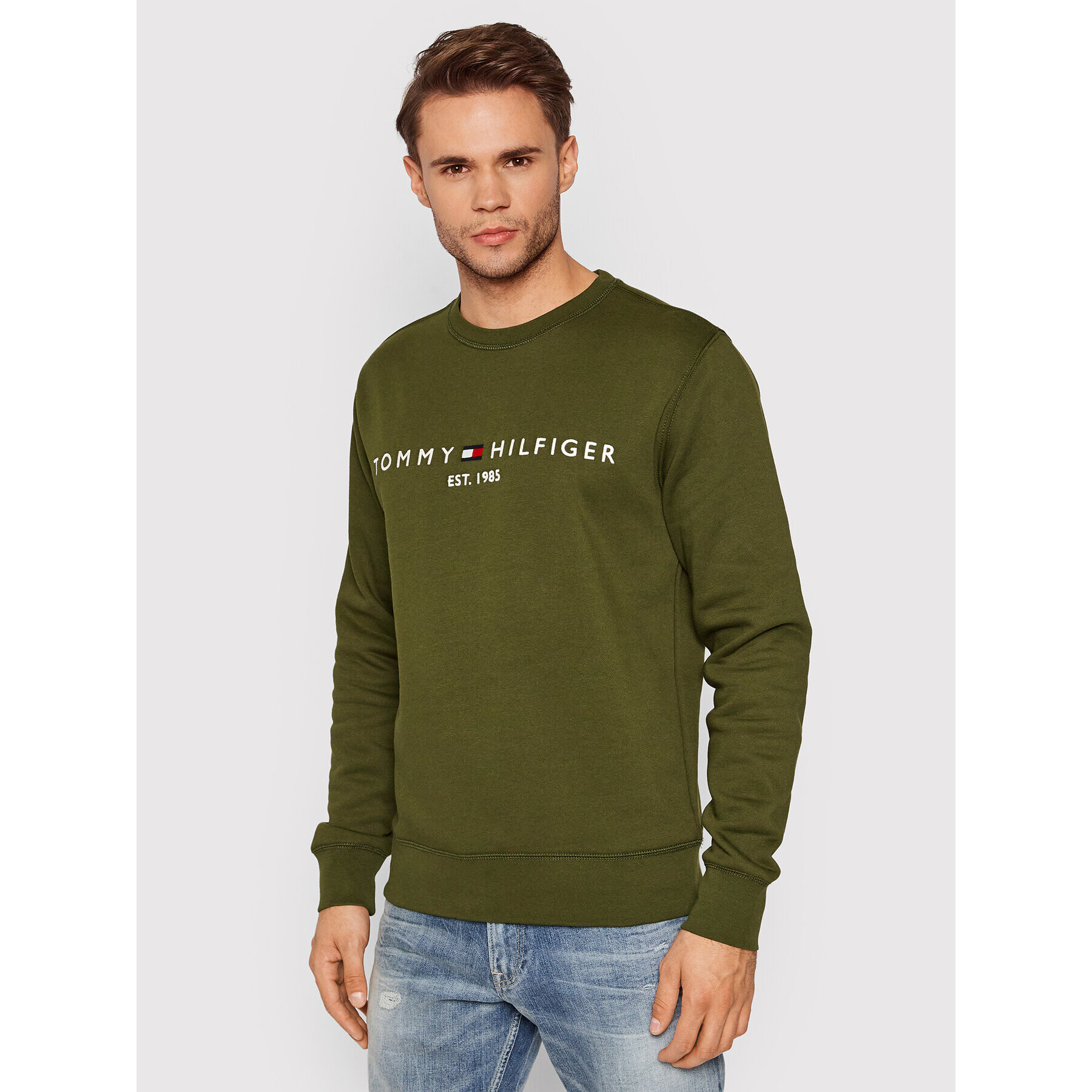 Tommy Hilfiger Суитшърт Logo MW0MW11596 Зелен Regular Fit - Pepit.bg