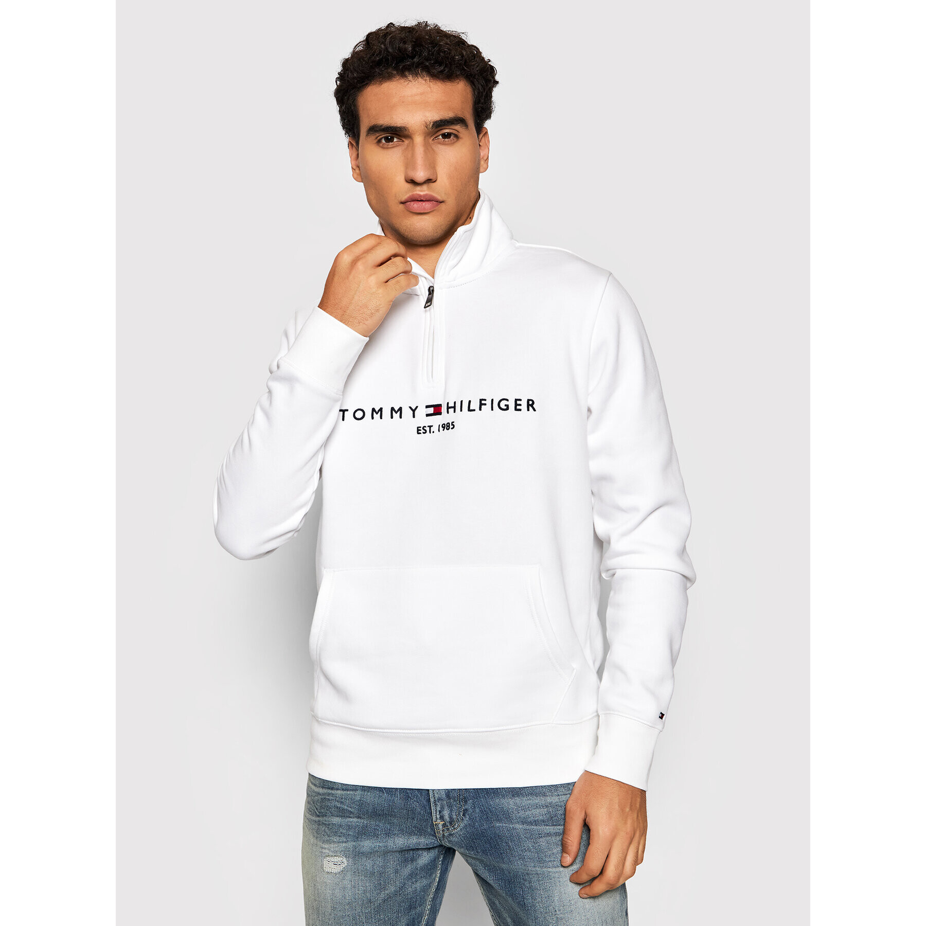 Tommy Hilfiger Суитшърт Logo MW0MW20954 Бял Regular Fit - Pepit.bg