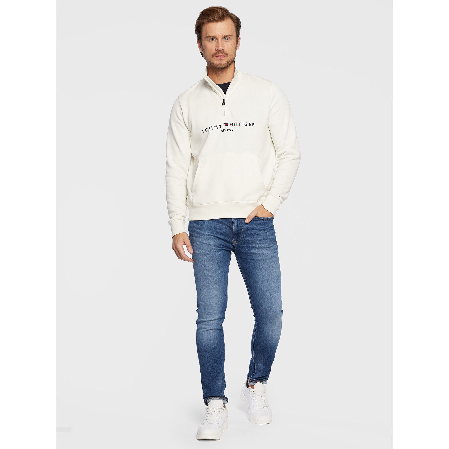 Tommy Hilfiger Суитшърт Logo MW0MW20954 Бял Regular Fit - Pepit.bg
