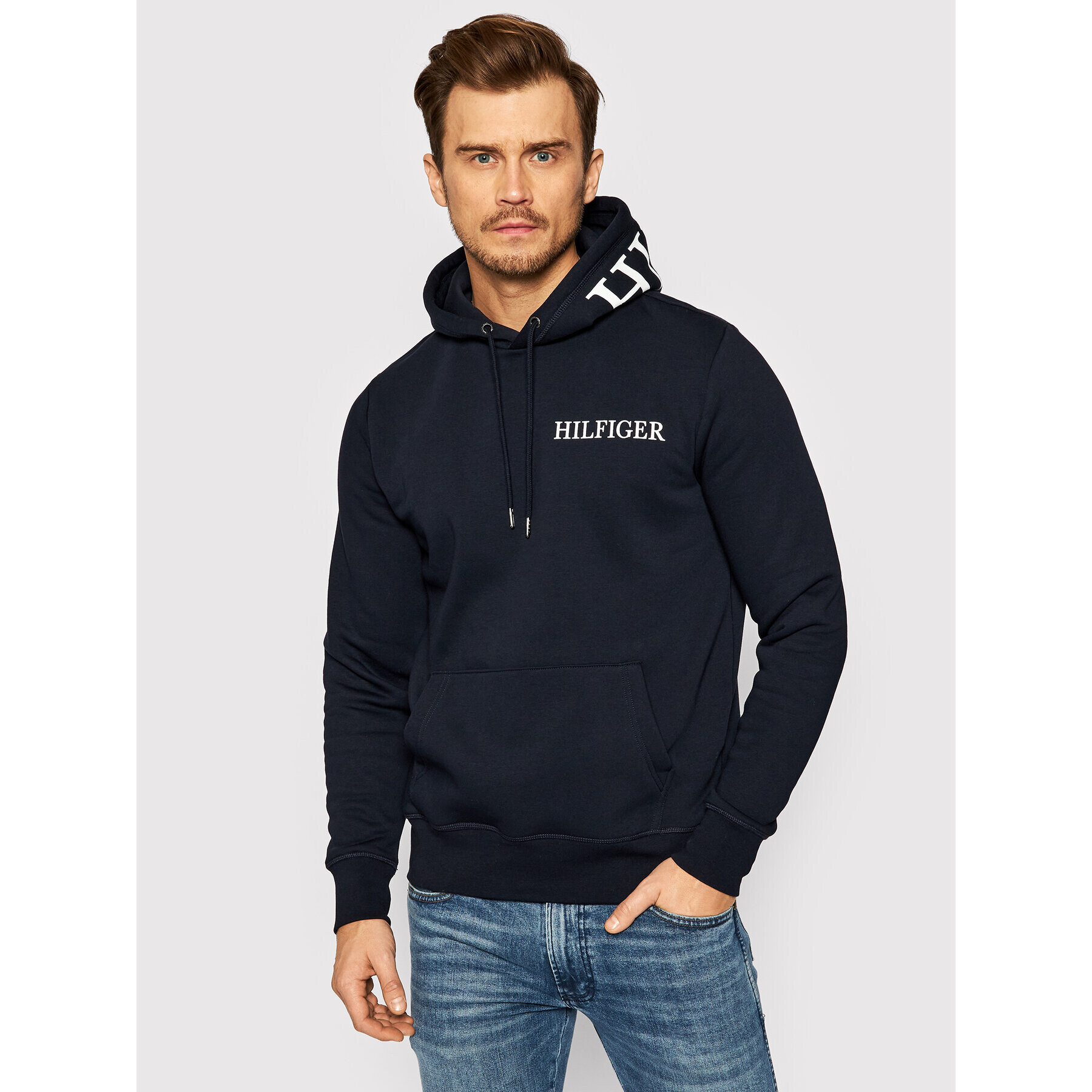 Tommy Hilfiger Суитшърт Logo On Hood MW0MW21424 Тъмносин Regular Fit - Pepit.bg