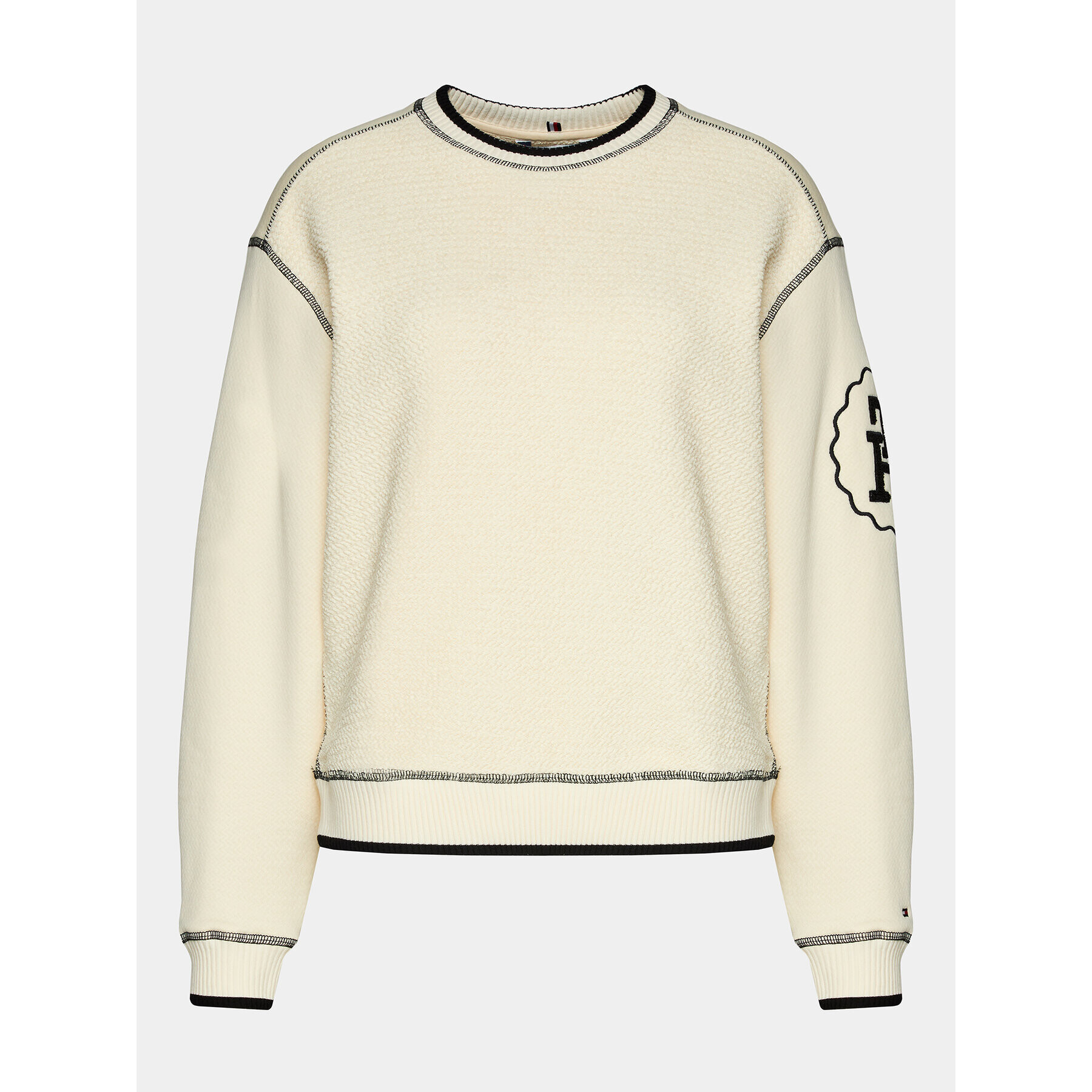 Tommy Hilfiger Суитшърт Lrg Smd Texture C-Nk Sweatshirt WW0WW40575 Екрю Regular Fit - Pepit.bg