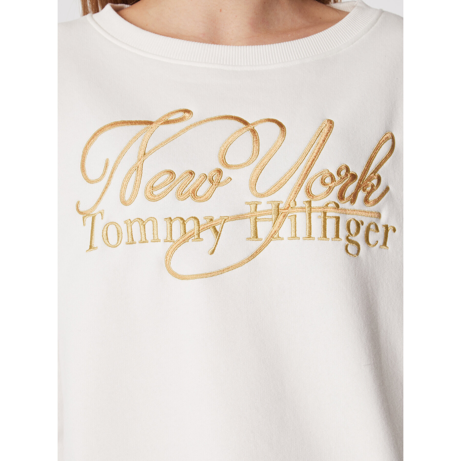 Tommy Hilfiger Суитшърт Metallic WW0WW37626 Бял Relaxed Fit - Pepit.bg