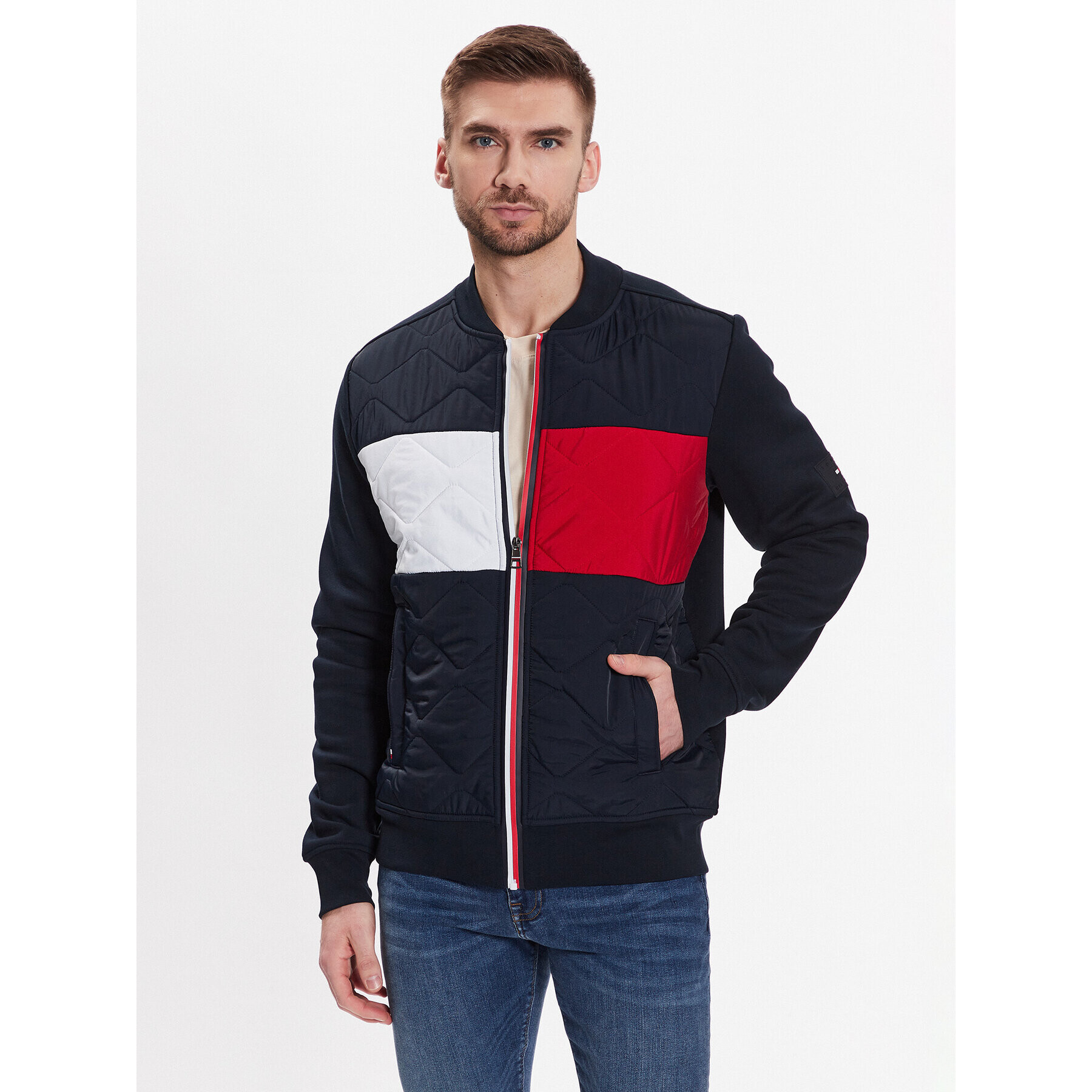 Tommy Hilfiger Суитшърт Mix Media MW0MW30010 Тъмносин Regular Fit - Pepit.bg