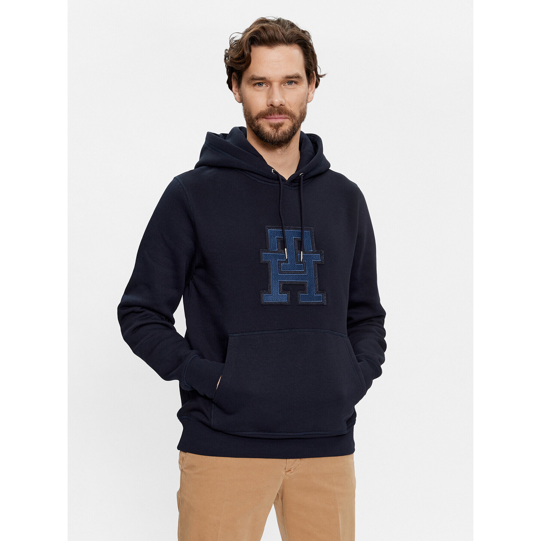 Tommy Hilfiger Суитшърт Monogram Applique MW0MW32702 Тъмносин Regular Fit - Pepit.bg