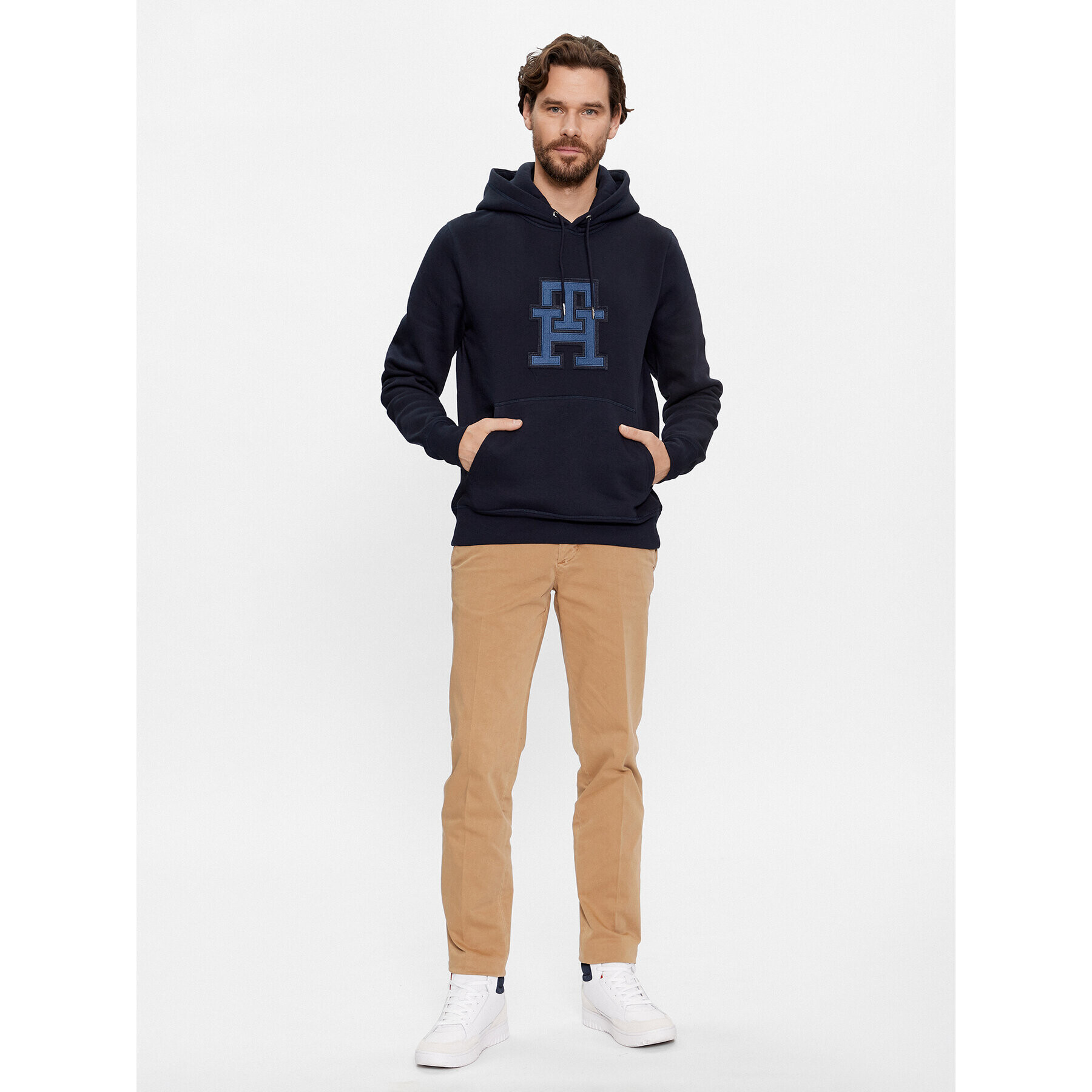 Tommy Hilfiger Суитшърт Monogram Applique MW0MW32702 Тъмносин Regular Fit - Pepit.bg