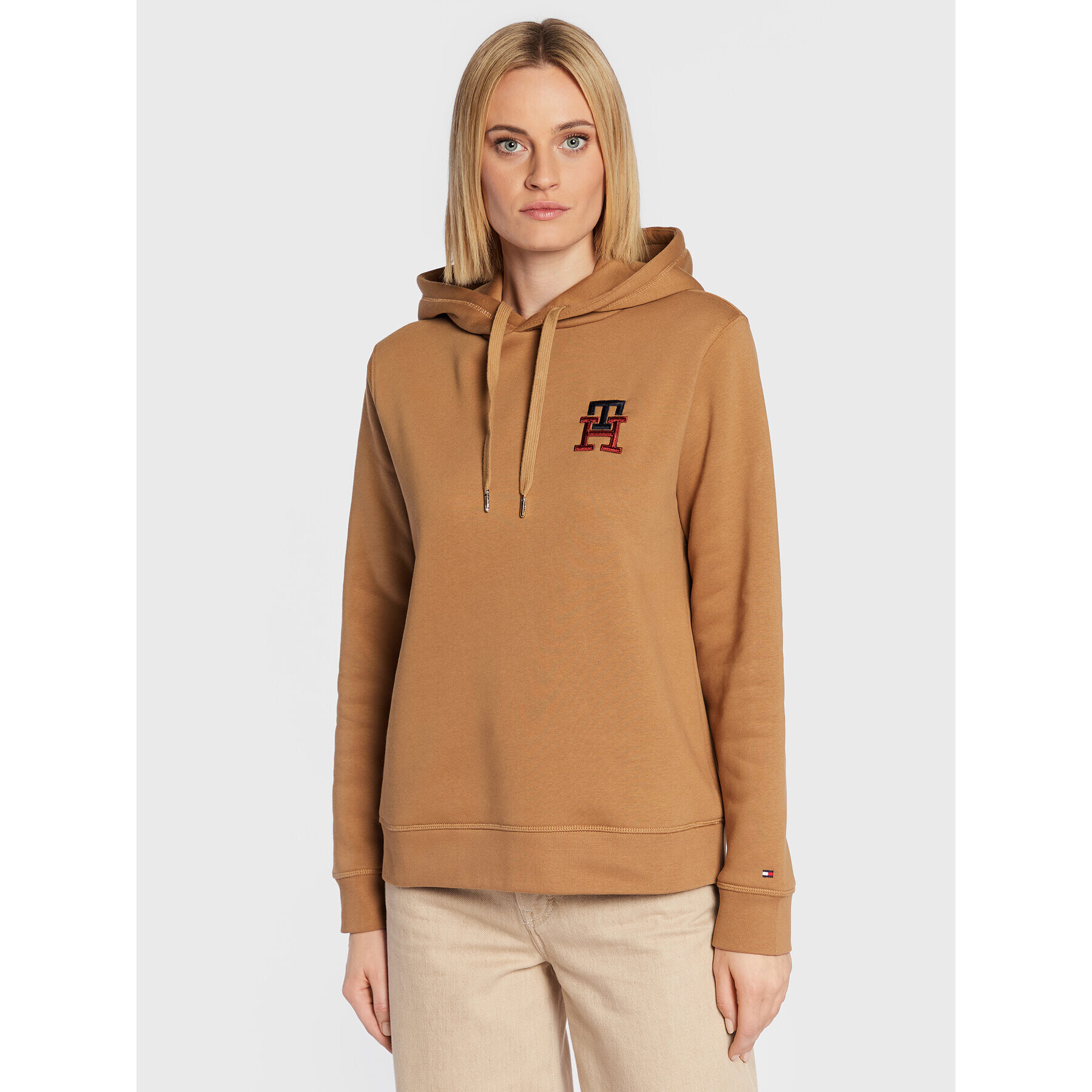 Tommy Hilfiger Суитшърт Monogram WW0WW37434 Кафяв Regular Fit - Pepit.bg