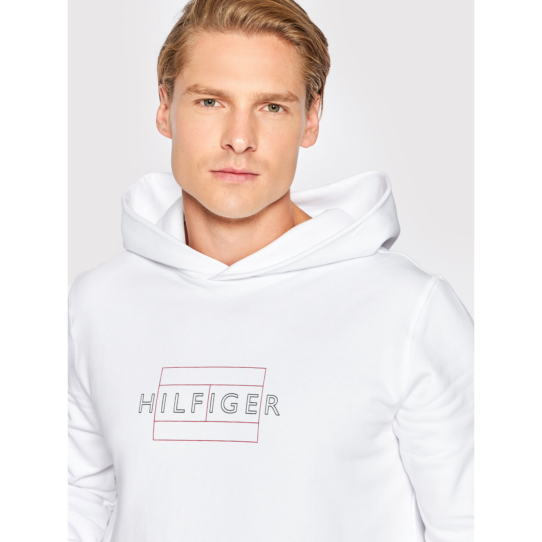 Tommy Hilfiger Суитшърт MW0MW25598 Бял Regular Fit - Pepit.bg