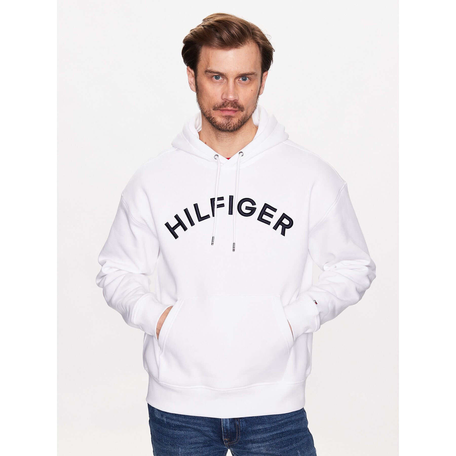 Tommy Hilfiger Суитшърт MW0MW31070 Бял Regular Fit - Pepit.bg