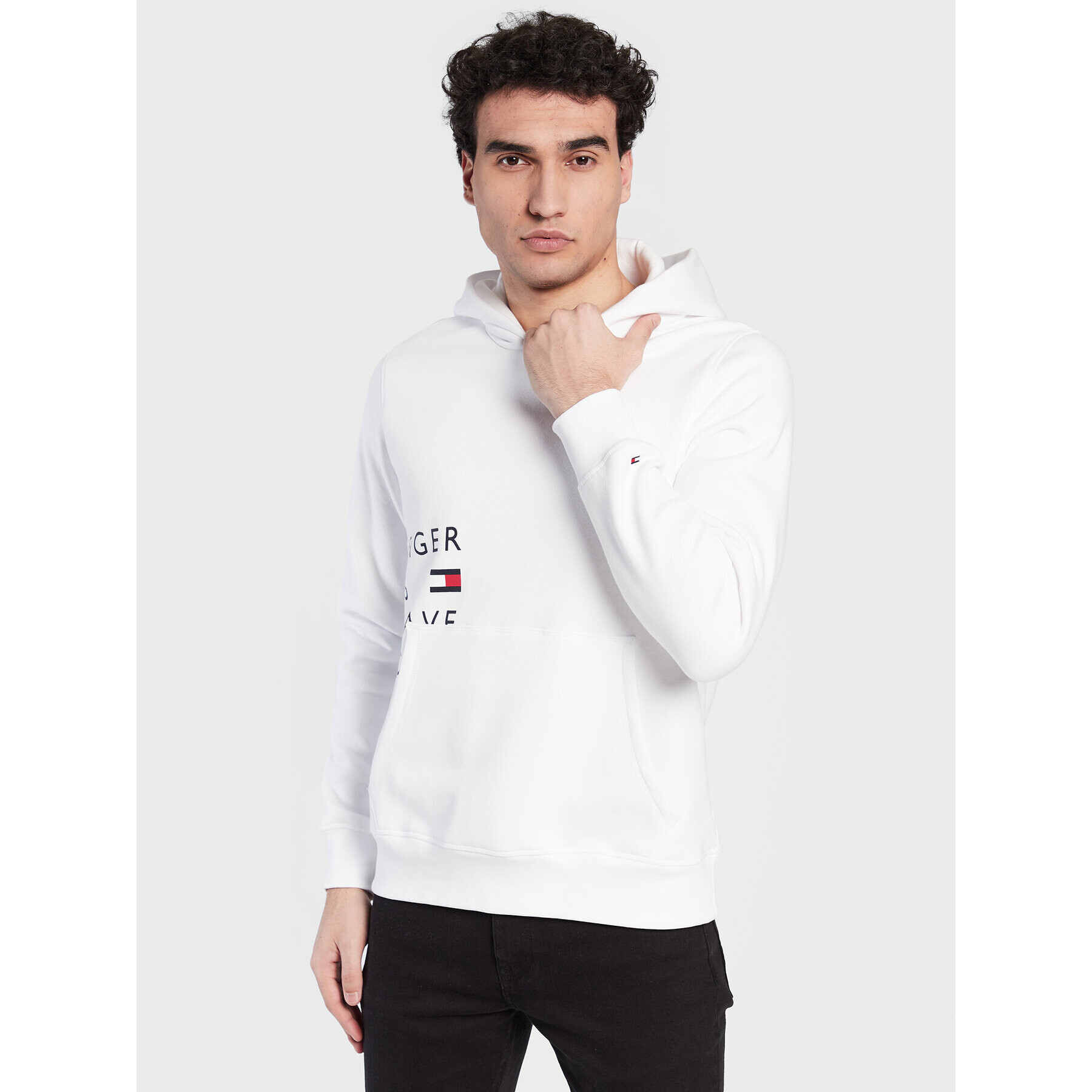 Tommy Hilfiger Суитшърт Off Placement Text MW0MW29303 Бял Regular Fit - Pepit.bg