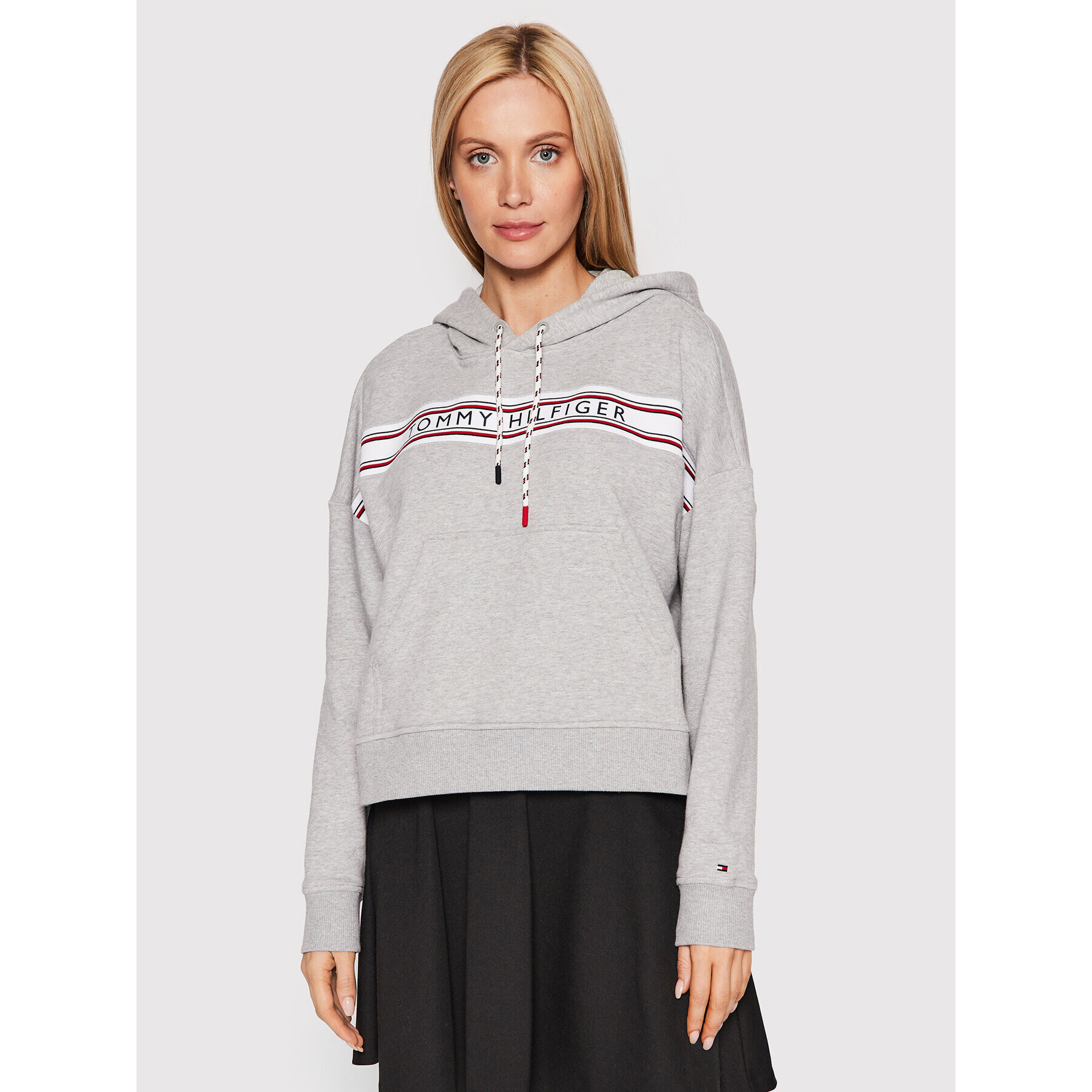 Tommy Hilfiger Суитшърт Signature Tape Drawstring UW0UW03582 Сив Regular Fit - Pepit.bg