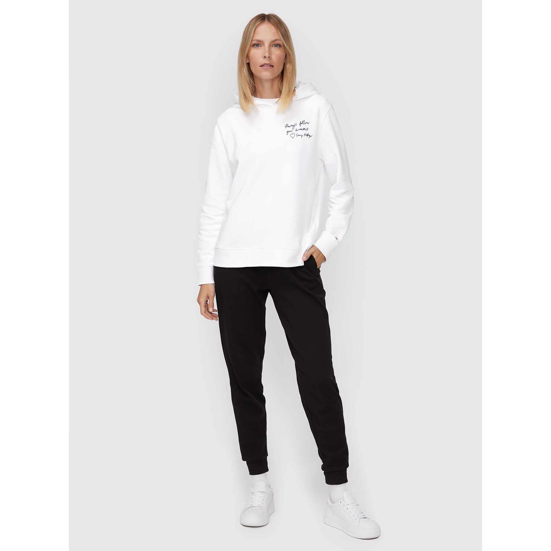 Tommy Hilfiger Суитшърт Slogan WW0WW35604 Бял Relaxed Fit - Pepit.bg