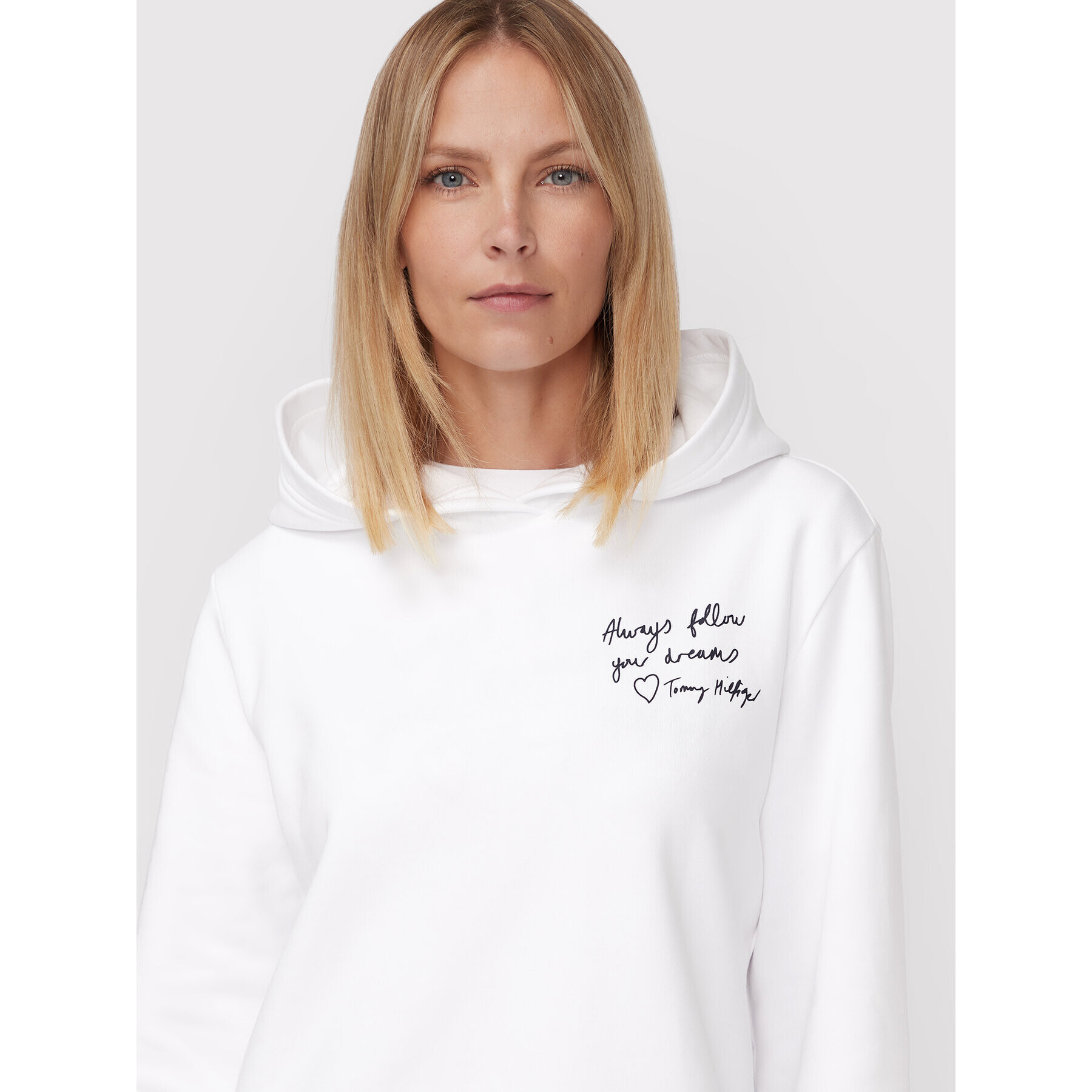 Tommy Hilfiger Суитшърт Slogan WW0WW35604 Бял Relaxed Fit - Pepit.bg